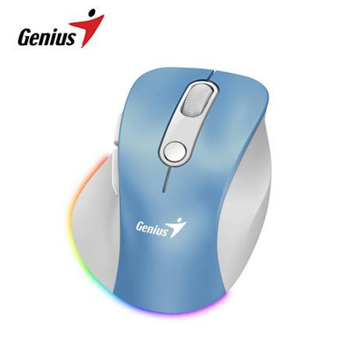 GENIUS - MOUSE GENIUS ERGO 9000S PRO DUAL RECARGABLE WIRELESSBT 6-BOT SILENT RGB LIGHT BLUE