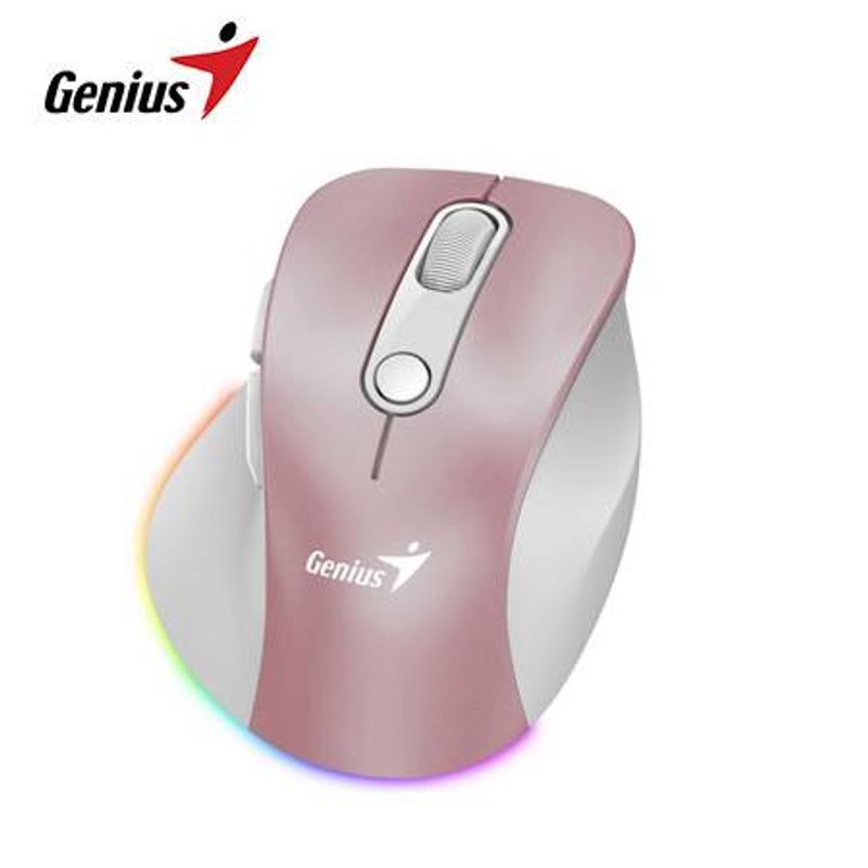 GENIUS - MOUSE GENIUS ERGO 9000S PRO DUAL RECARGABLE WIRELESSBT 6-BOT SILENT RGB PINK