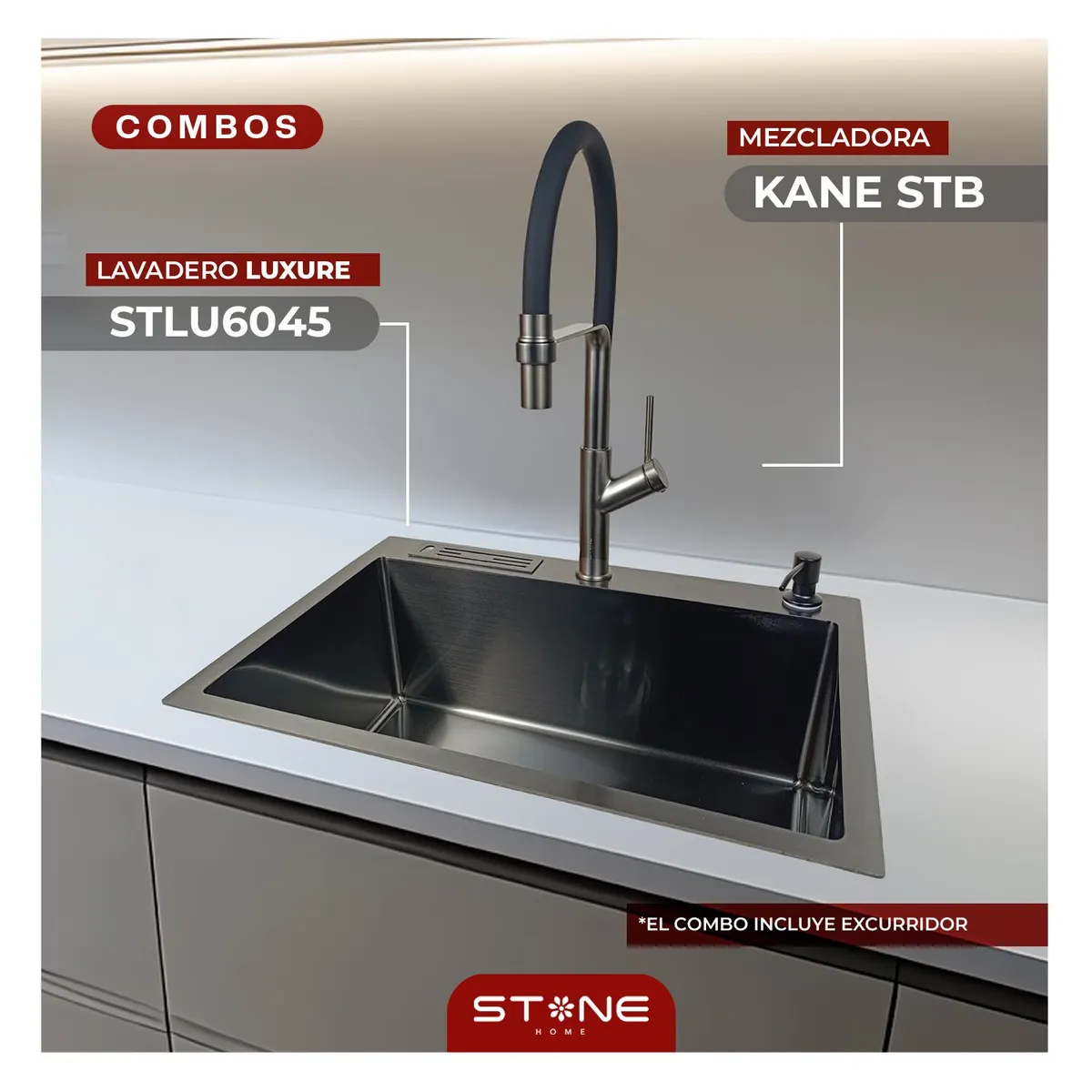 STONE - COMBO LUXURE STLU6045+ KANE STB-01 CON ESCURRIDOREXONERADO -STONE
