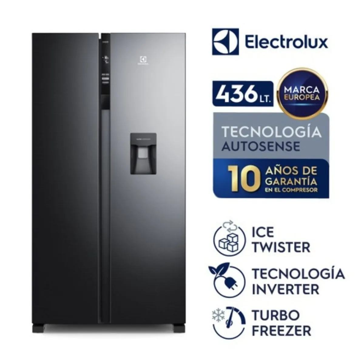 ELECTROLUX - Refrigeradora Electrolux No Frost Side By Side Inverter 438L ERS432HBWD