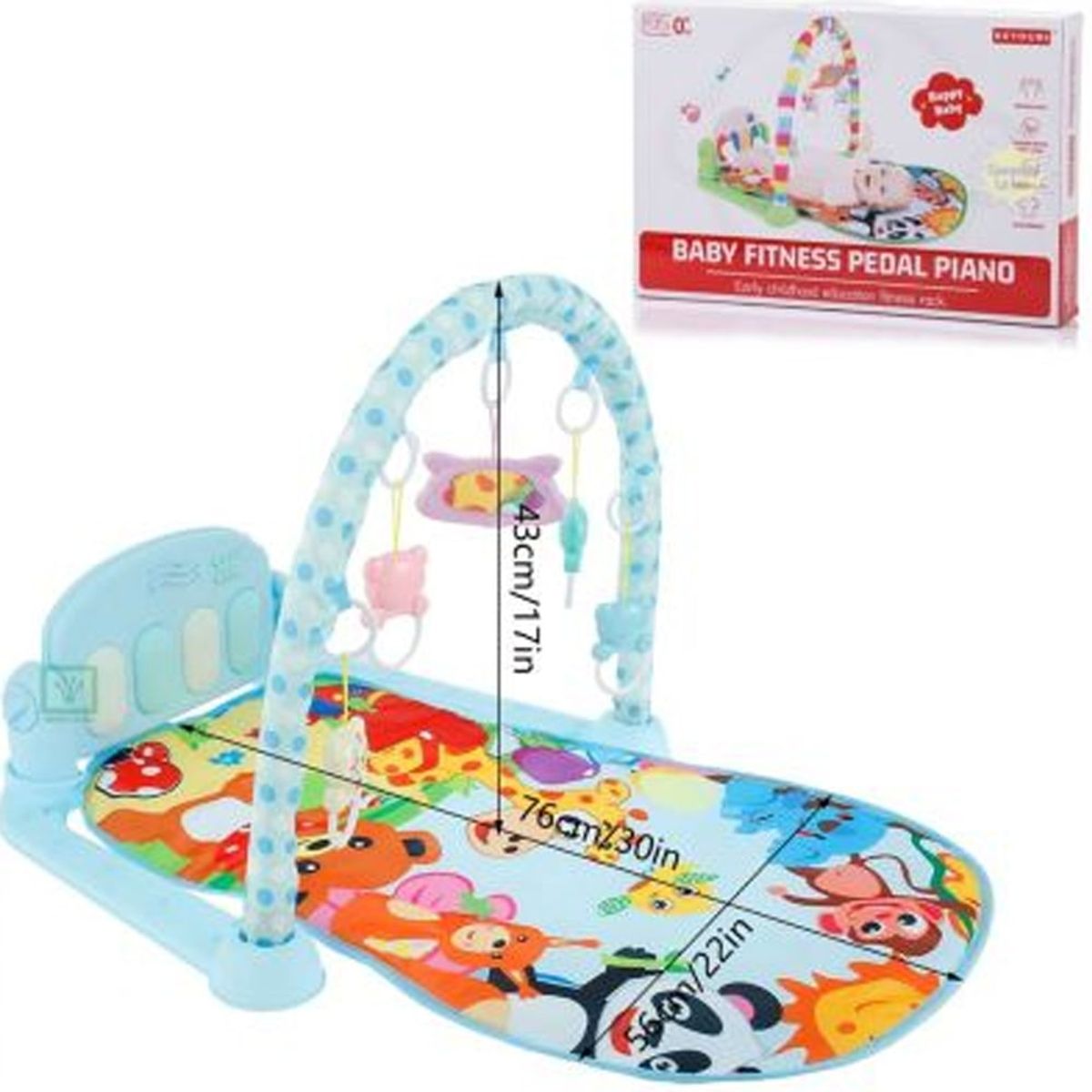 GENERICO - Gimnasio Piano Para Bebé con luces y música Panda Celeste