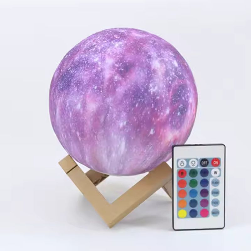 VARIOS - Lámpara Luna Escritorio 3D 16 Colores con Control Remoto y Táctil 15cm