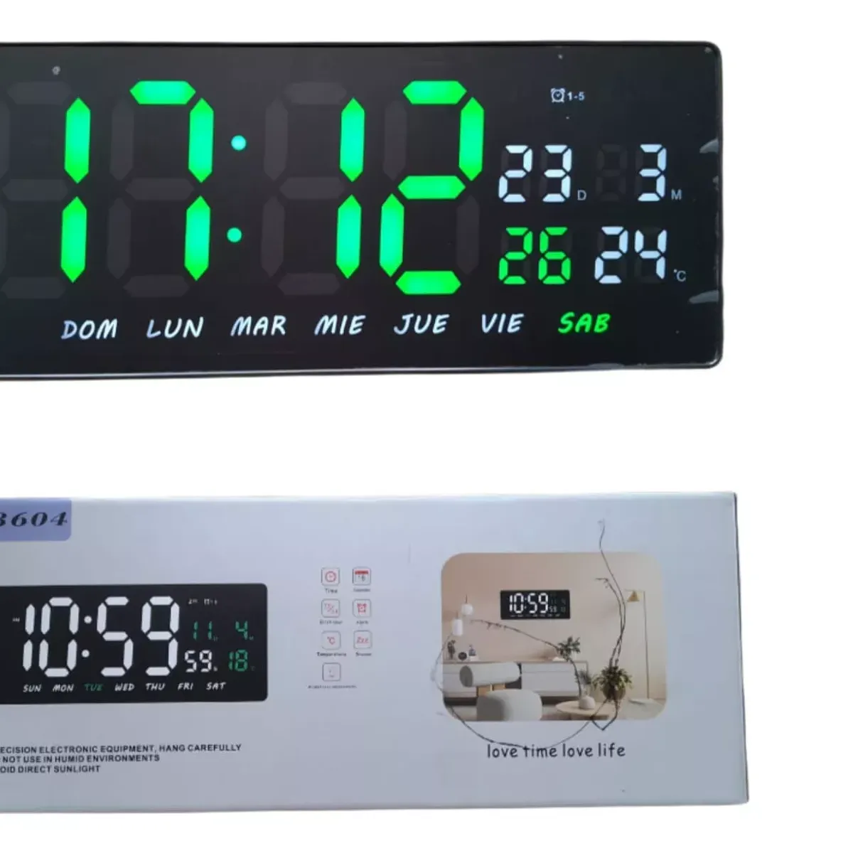GENERICO - Reloj Digital de Pared LED con calendario fecha y Temperatura