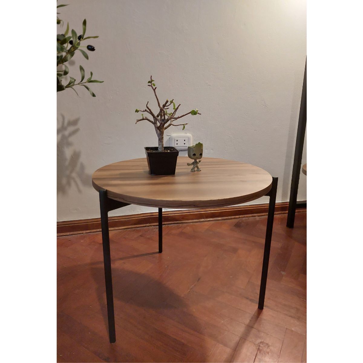 GENERICO - Mesa de centro industrial circular nogal