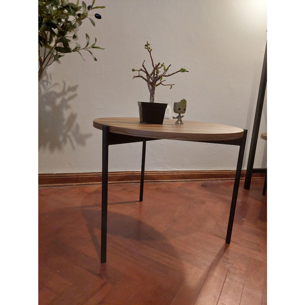 GENERICO - Mesa de centro industrial circular nogal