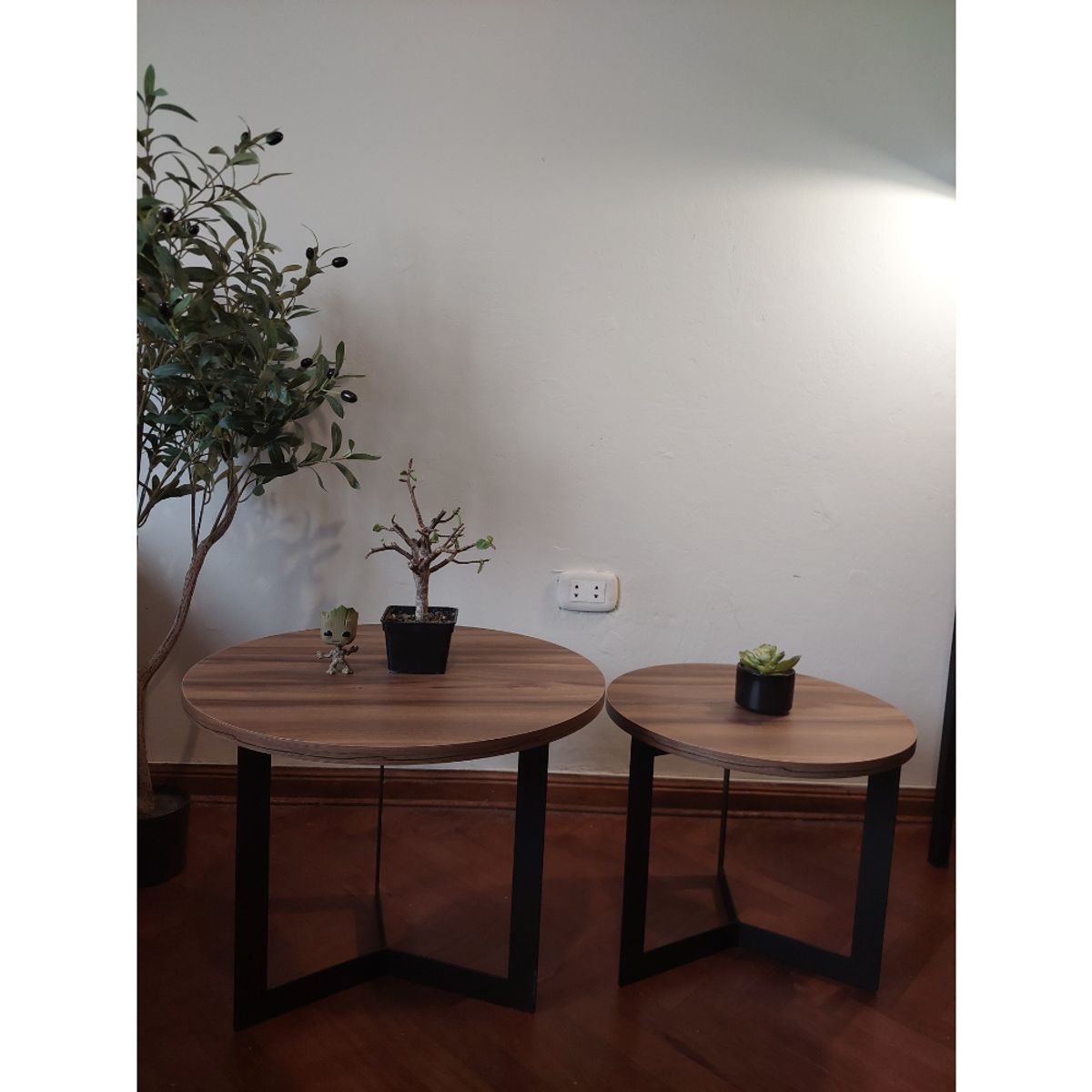 GENERICO - Mesas de centro estilo nido circular industrial nogal