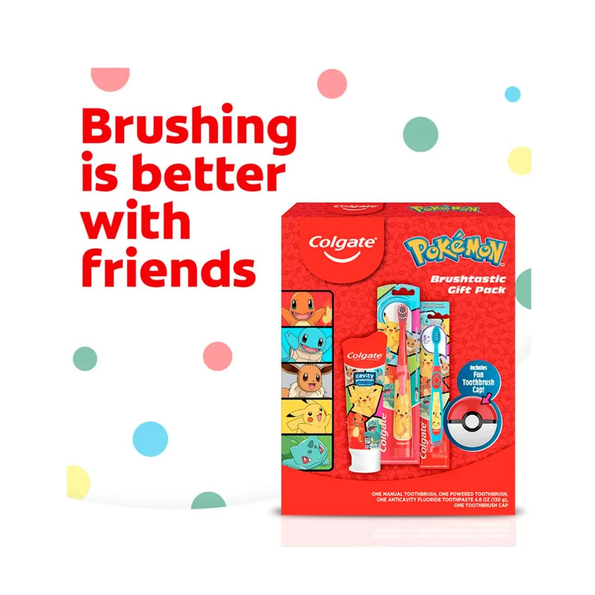 COLGATE - Pokemon Colgate Pack 2 Cepillos Incluye Tapa Pokebola