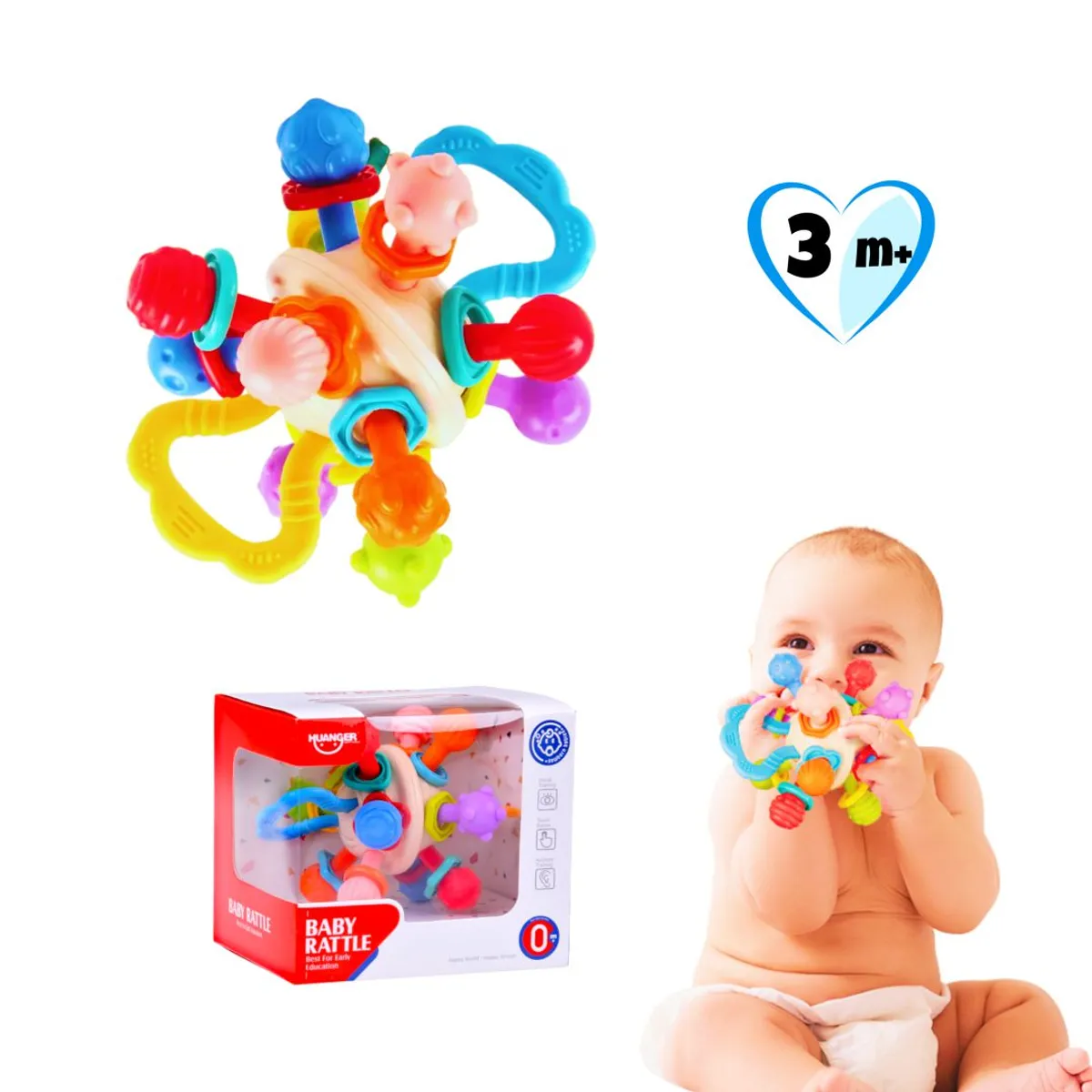 HUANGER - Juguete Sensorial con Mordedores de Variadas Texturas