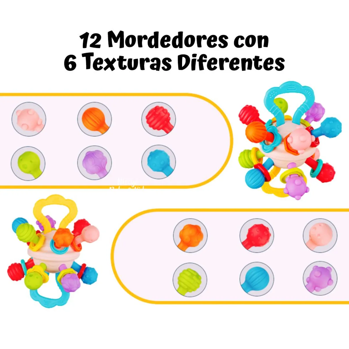 HUANGER - Juguete Sensorial con Mordedores de Variadas Texturas
