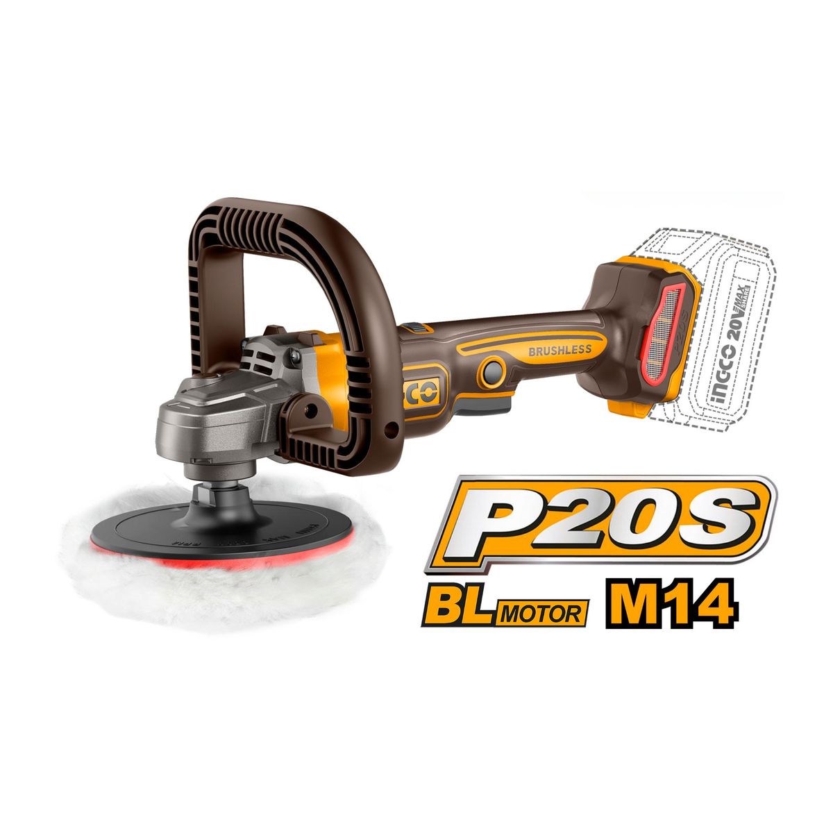 INGCO - Pulidora inalambrica 20v + bateria 4ah y cargador Ingco