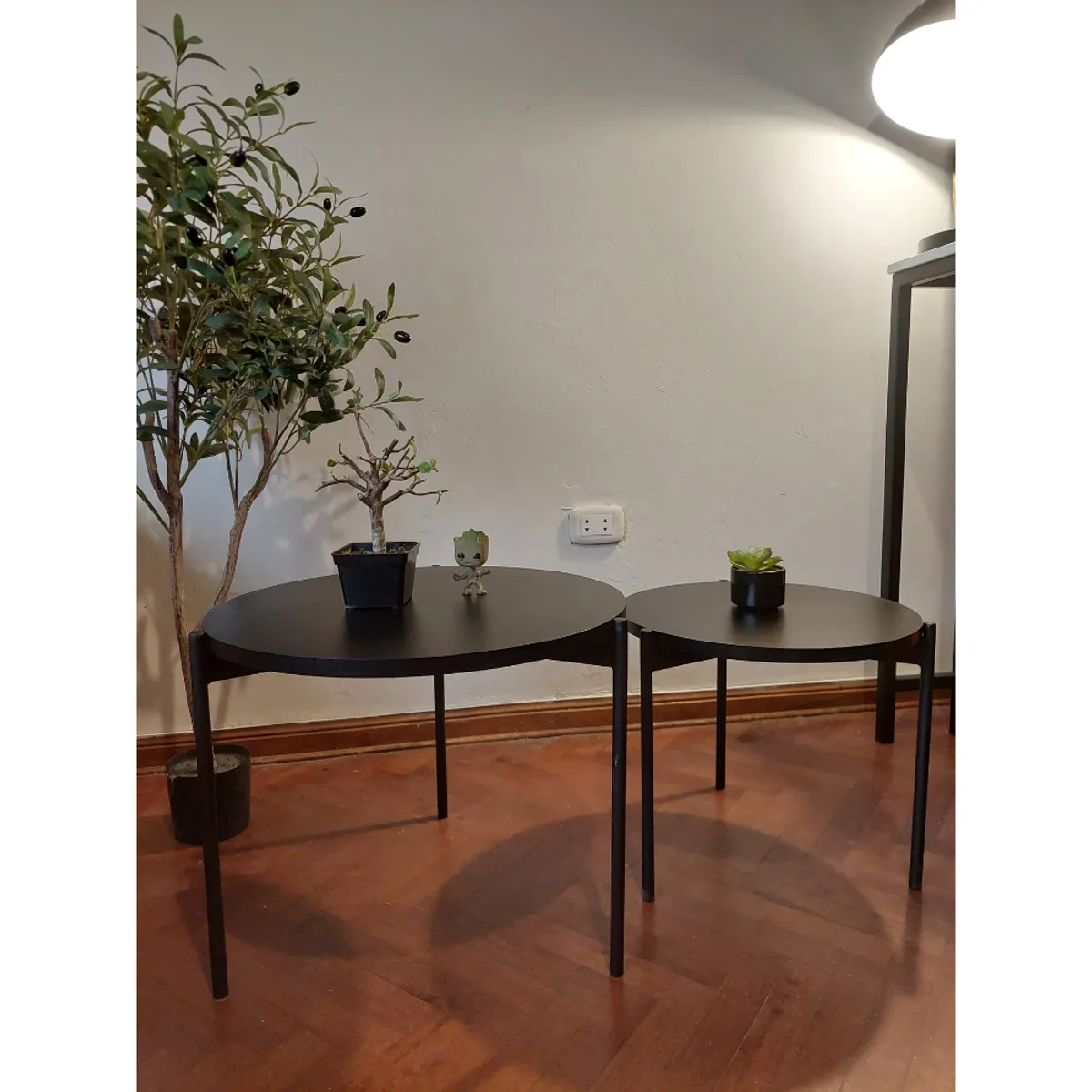 GENERICO - Mesas de centro estilo nido circular industrial negro