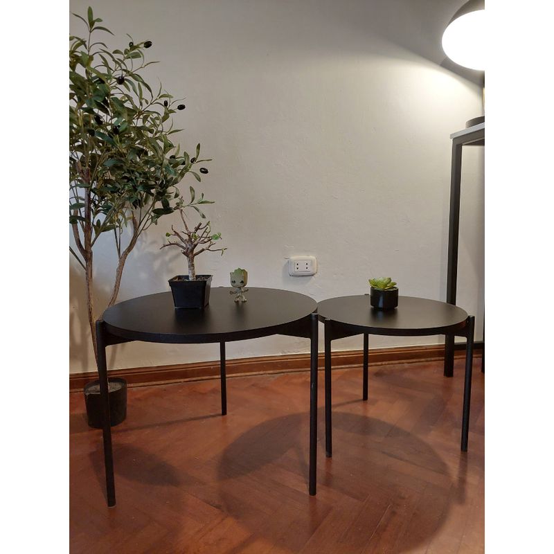 GENERICO - Mesas de centro estilo nido circular industrial negro