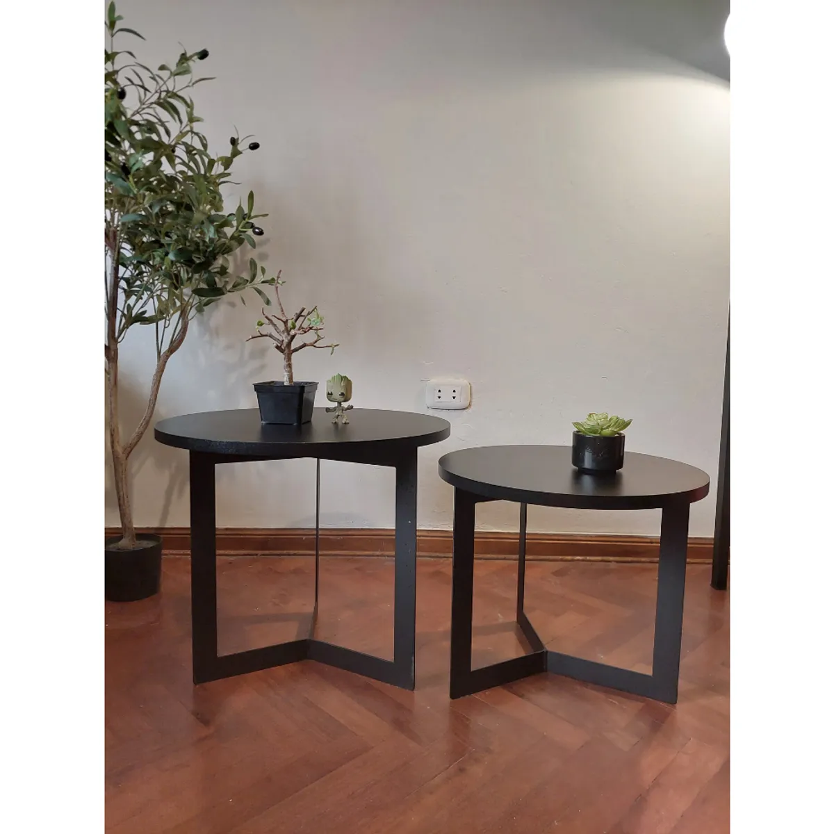 GENERICO - Mesas de centro estilo nido circular industrial negro