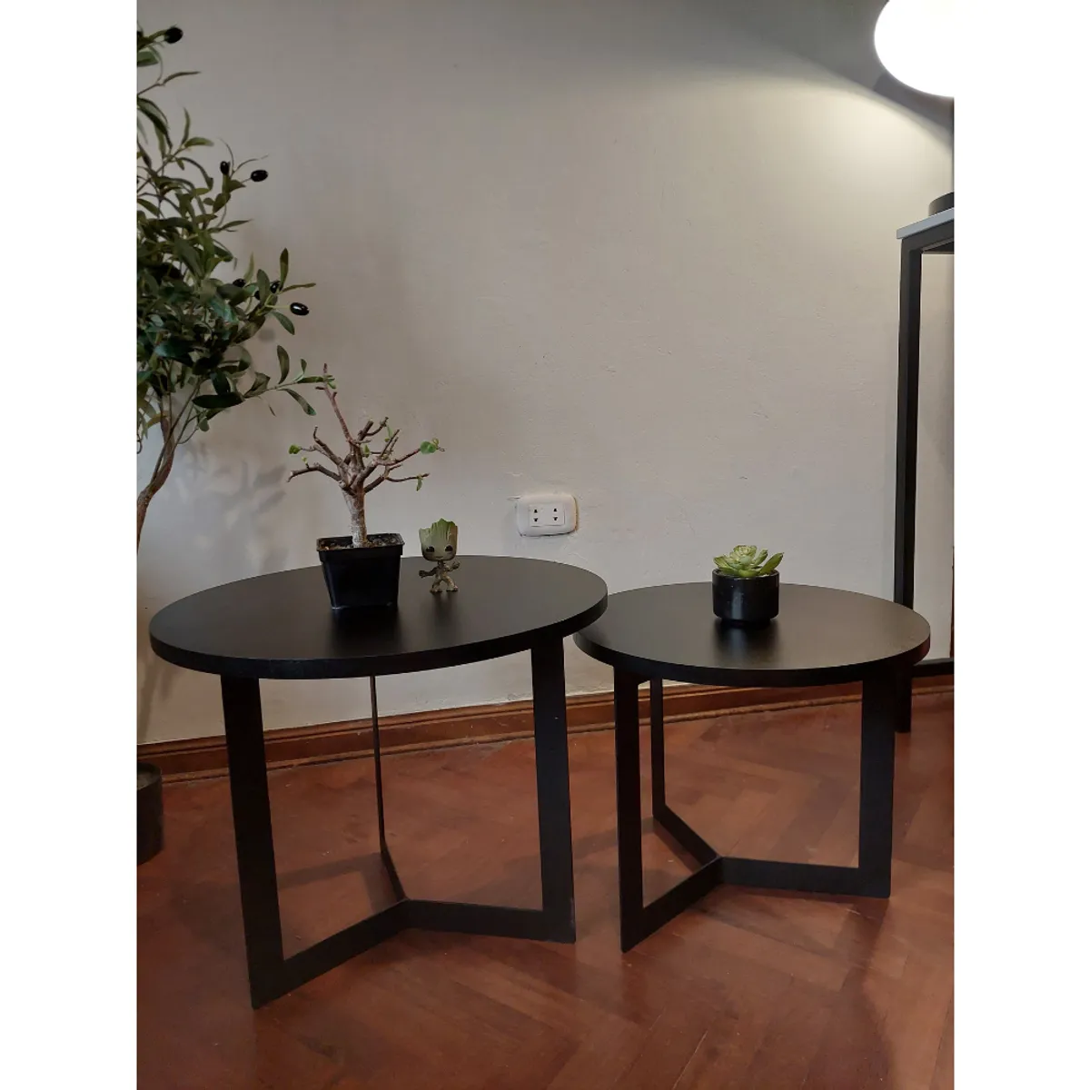 GENERICO - Mesas de centro estilo nido circular industrial negro