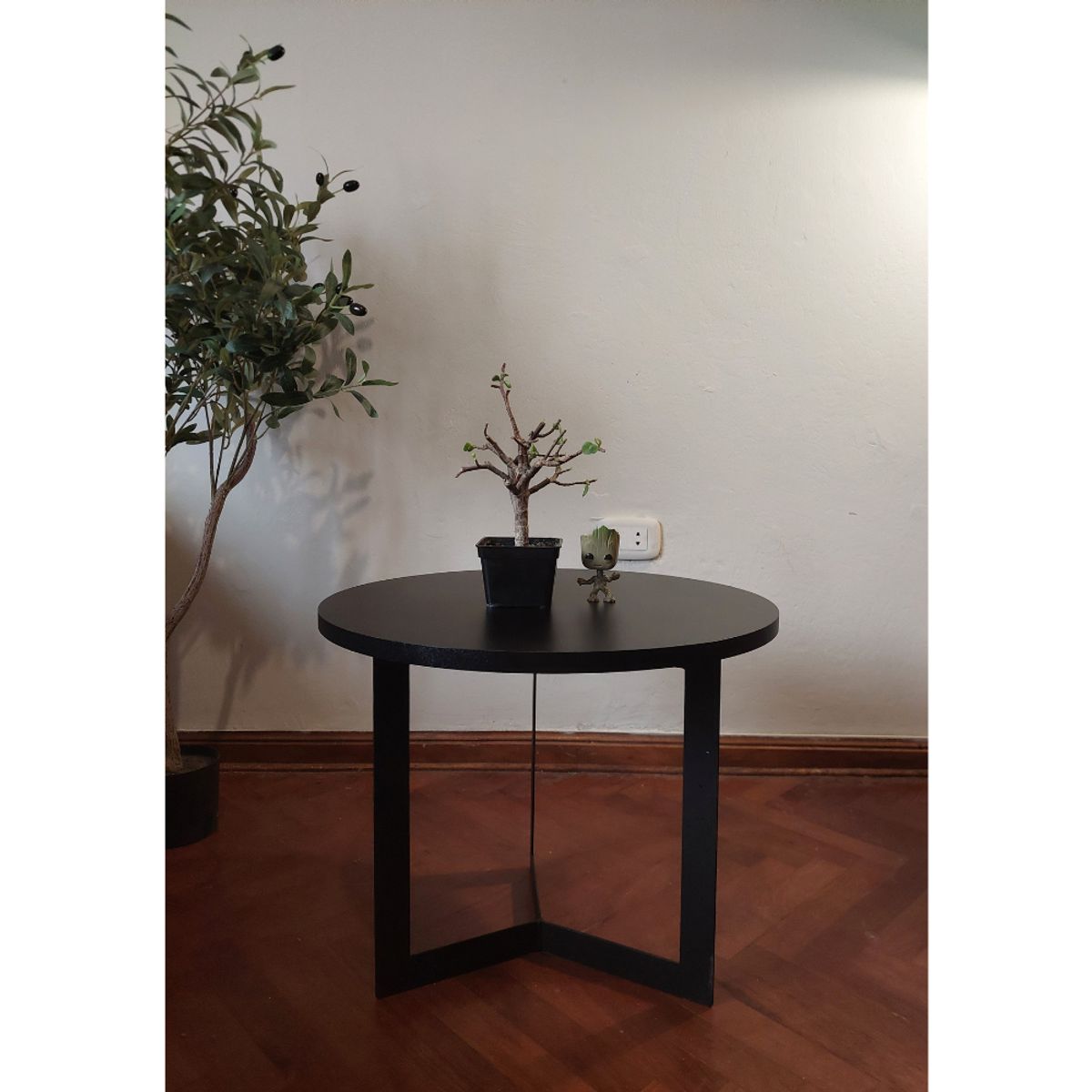 GENERICO - Mesa de centro industrial circular negro