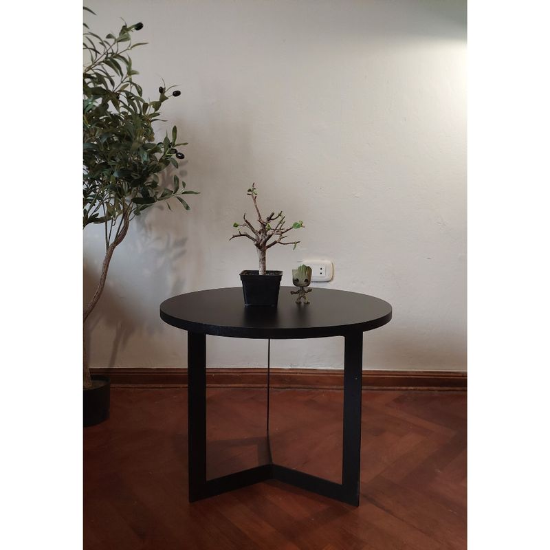 GENERICO - Mesa de centro industrial circular negro