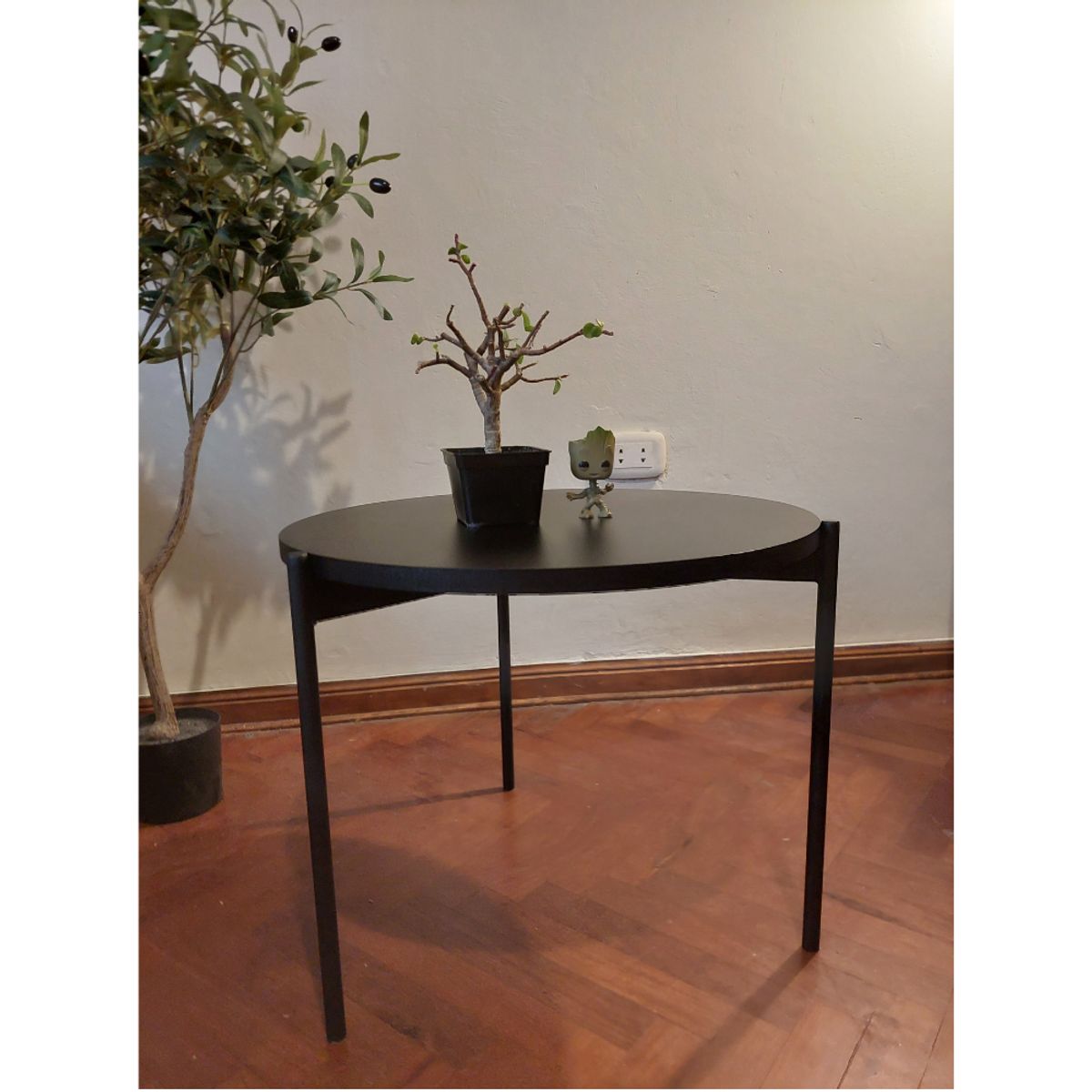 GENERICO - Mesa de centro industrial circular negro