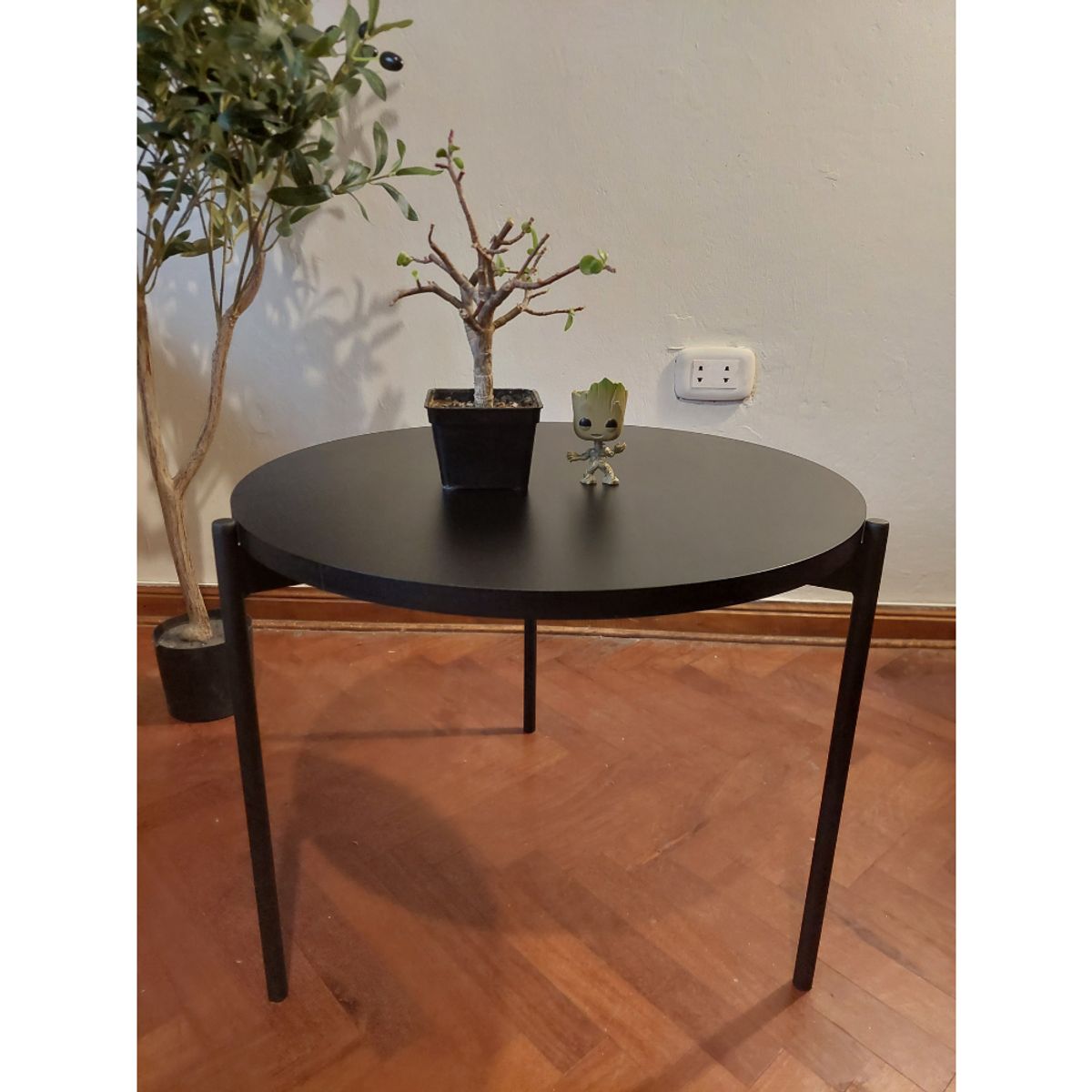 GENERICO - Mesa de centro industrial circular negro