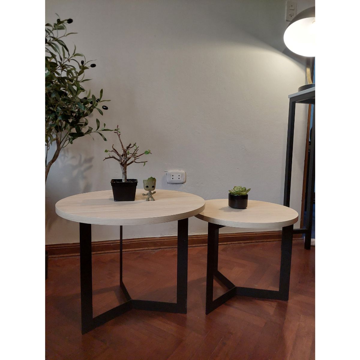 GENERICO - Mesas de centro estilo nido circular industrial manzano