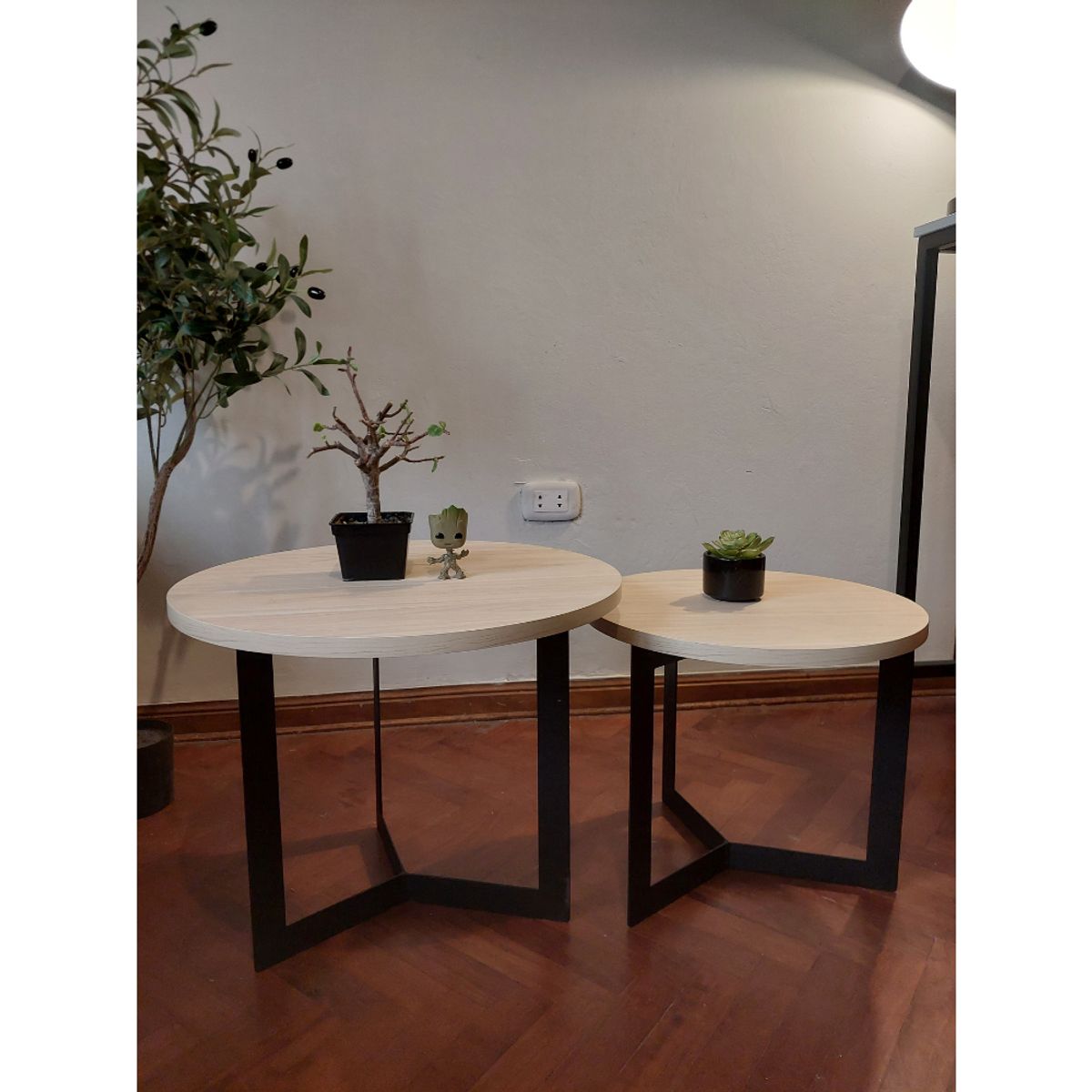 GENERICO - Mesas de centro estilo nido circular industrial manzano