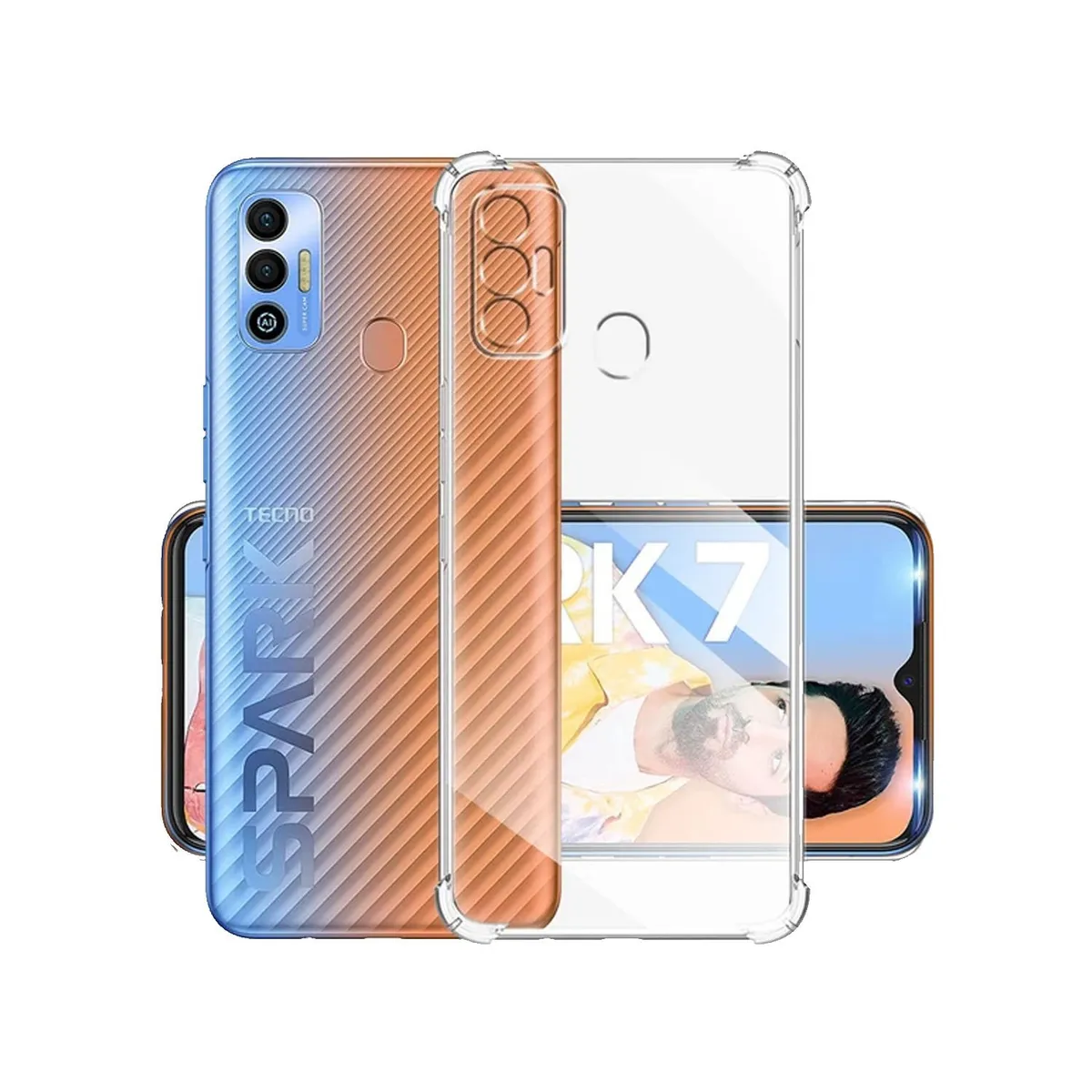 GENERICO - Funda Protector Case TECNO SPARK 7 SPARK 7T - TRANSPARENTE