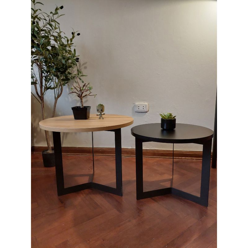 GENERICO - Mesas de centro estilo nido circular industrial panela y negro