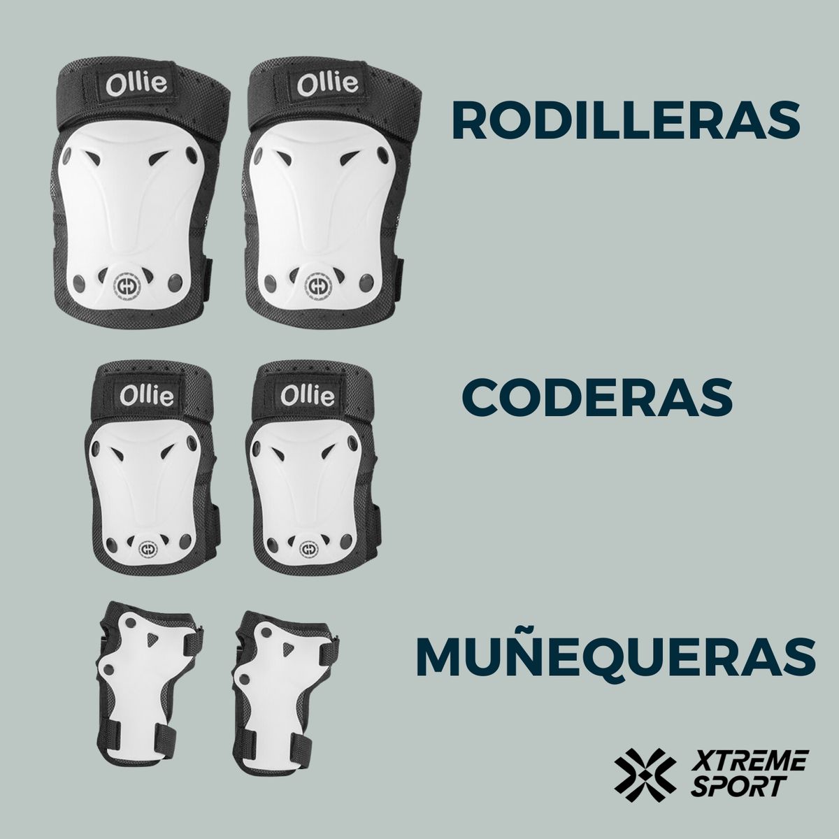 XTREME SPORT - Kit de Protección Adulto Rodillera Coderas y Muñequeras L