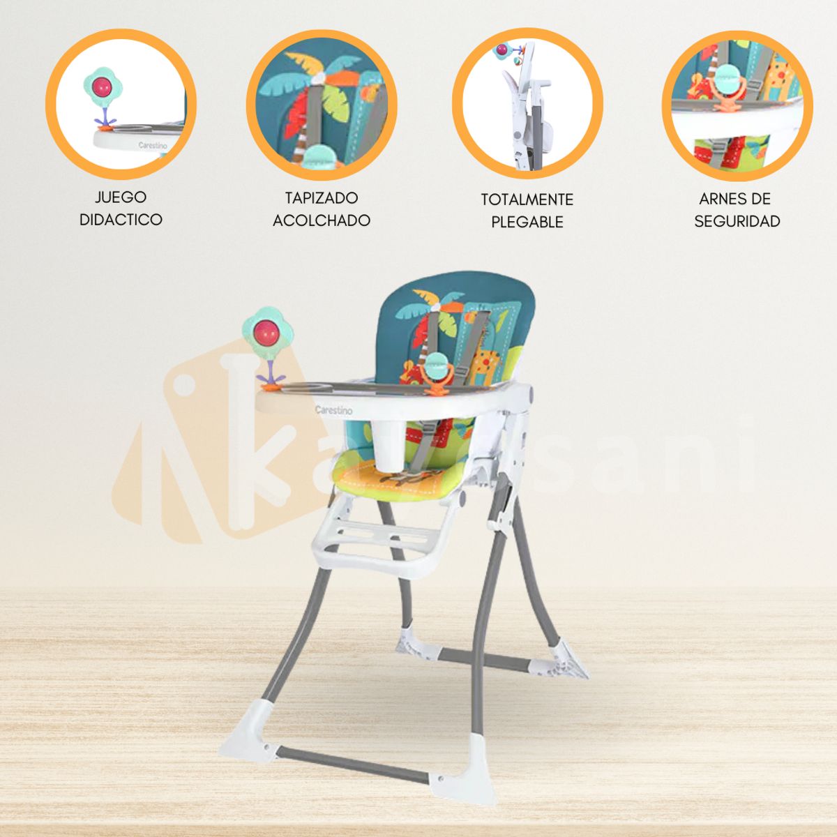 CARESTINO - Silla de Comer Plegable «RIO» Blue