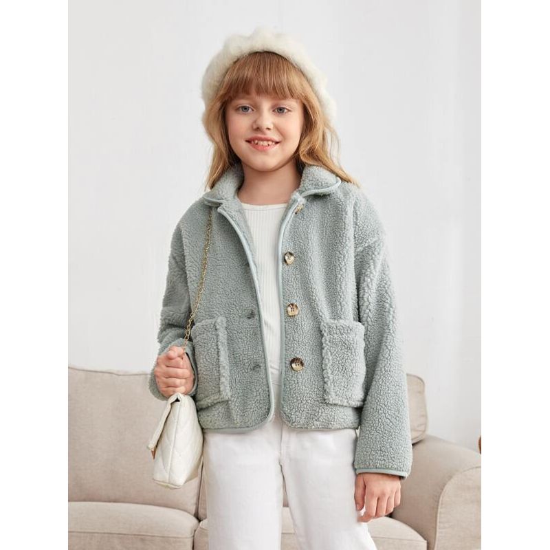 TAIS PRINCESS - Tais Princess Casaca teddy verde menta con botón