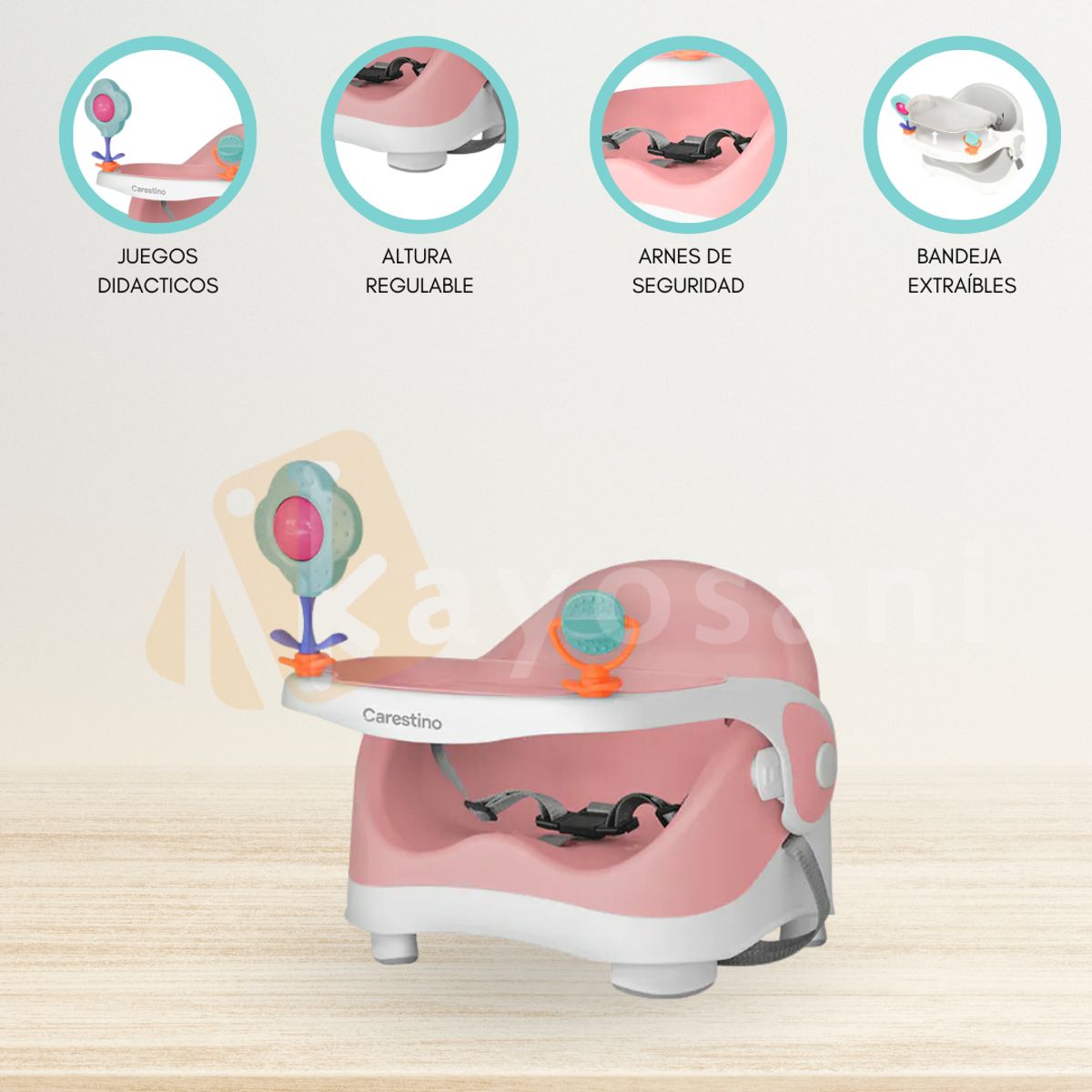 CARESTINO - Silla de Comer Adaptable «BOOSTER» Pink