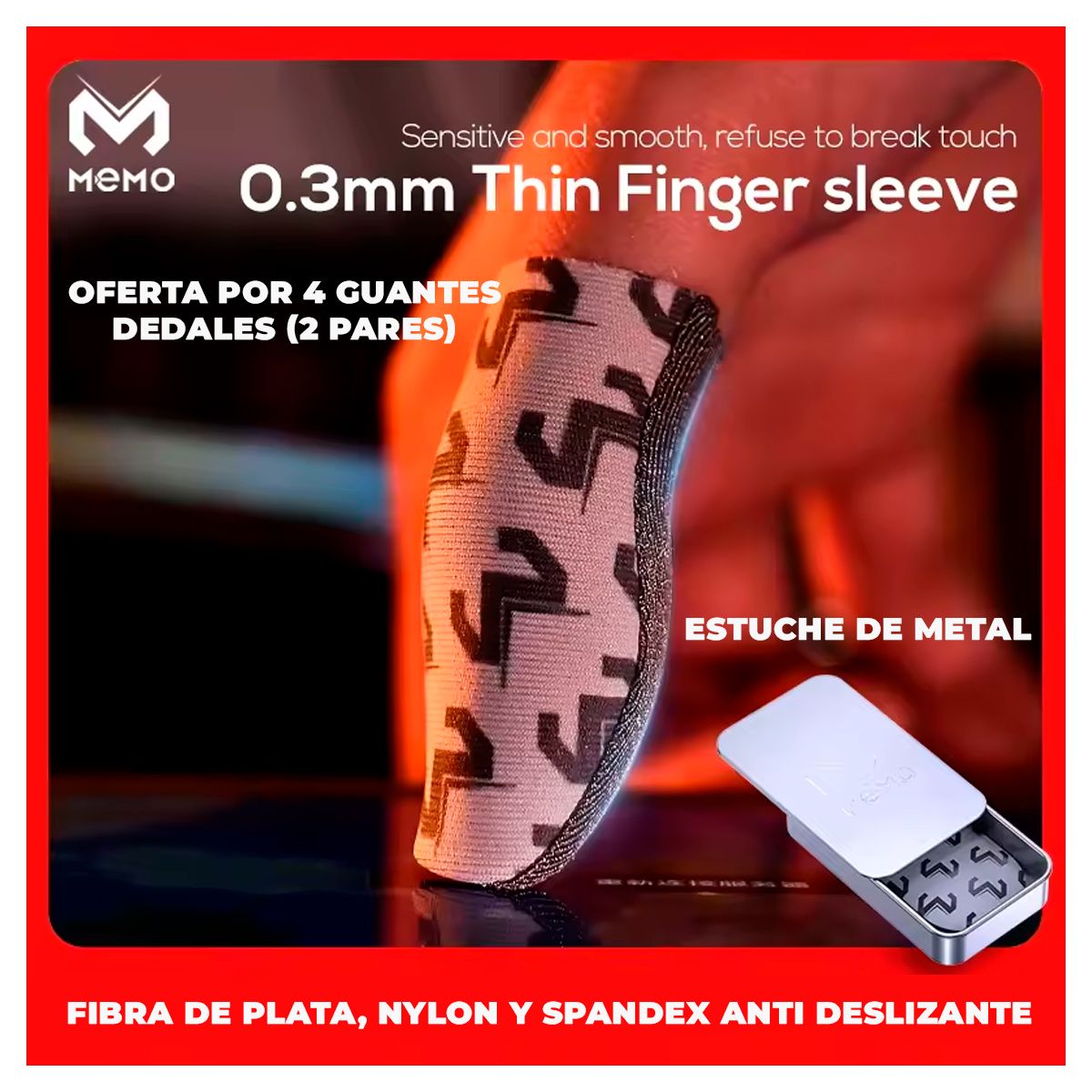 MEMO - Guantes Dedales Fundas Gamer Fibra de Plata MEMO X4 Unid