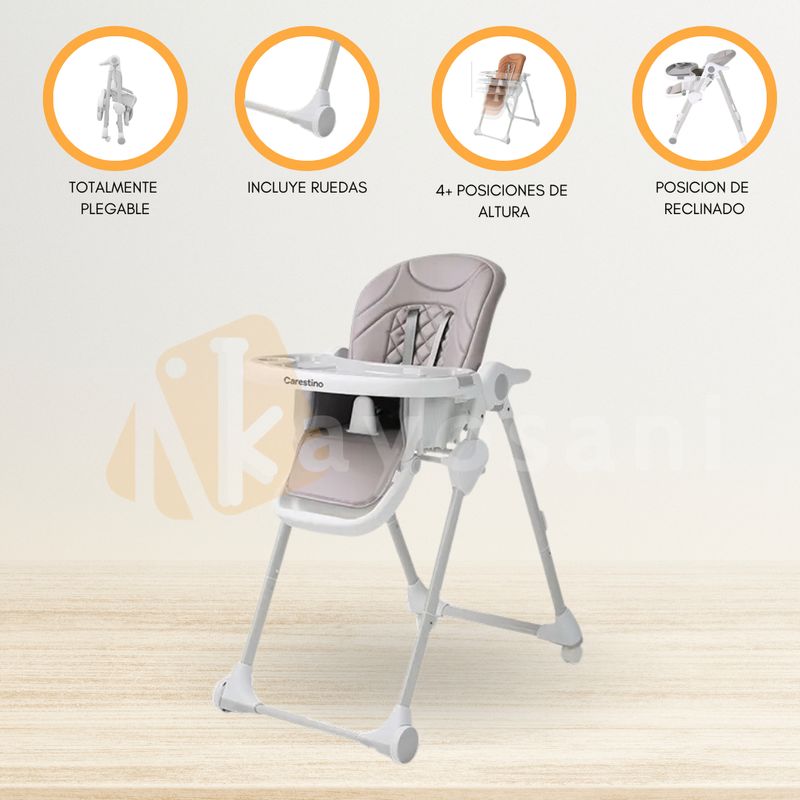CARESTINO - Silla de Comer Regulable «PETRA» Ligth Gray