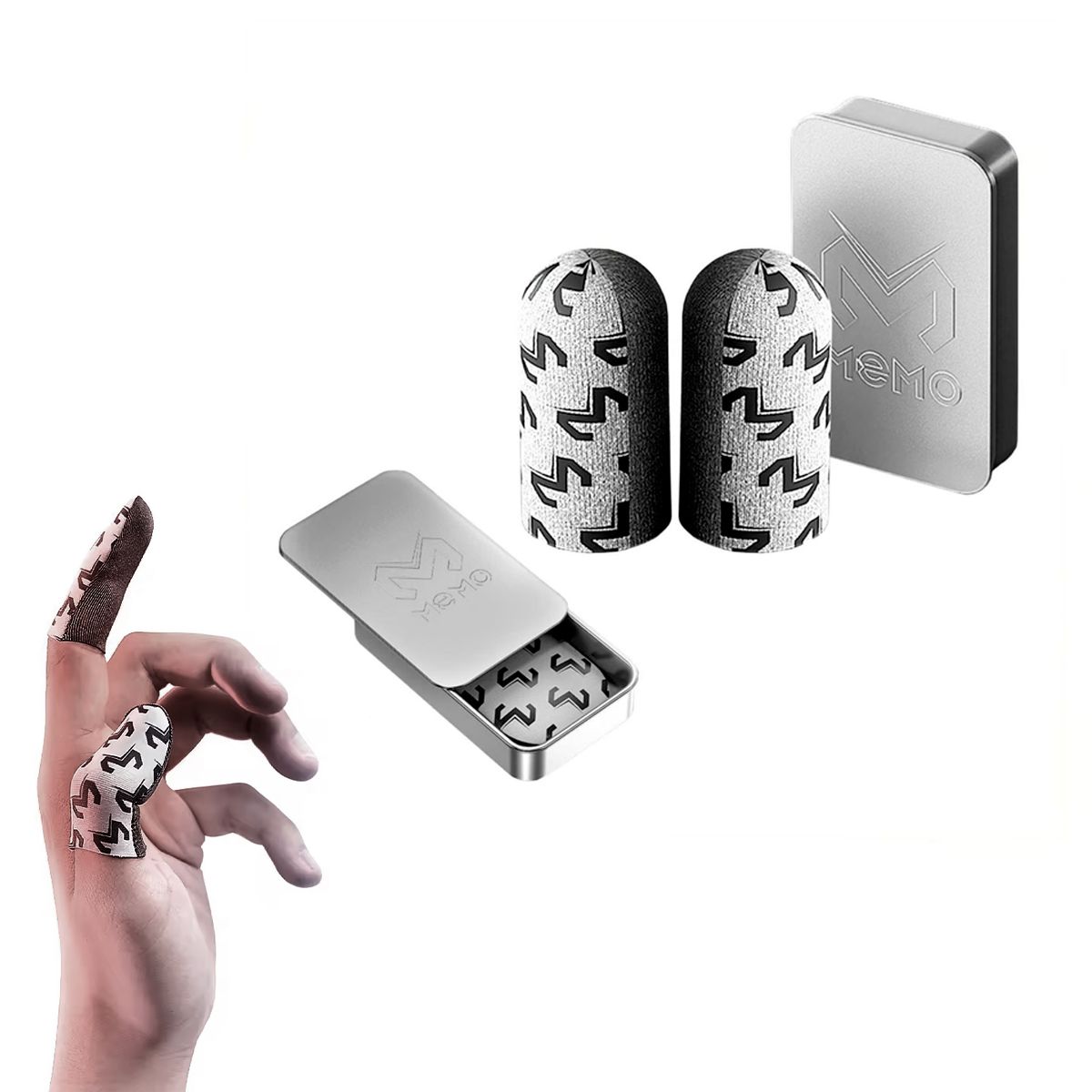 MEMO - Guantes Dedales Gamer Profesionales Fibra de Plata MEMO