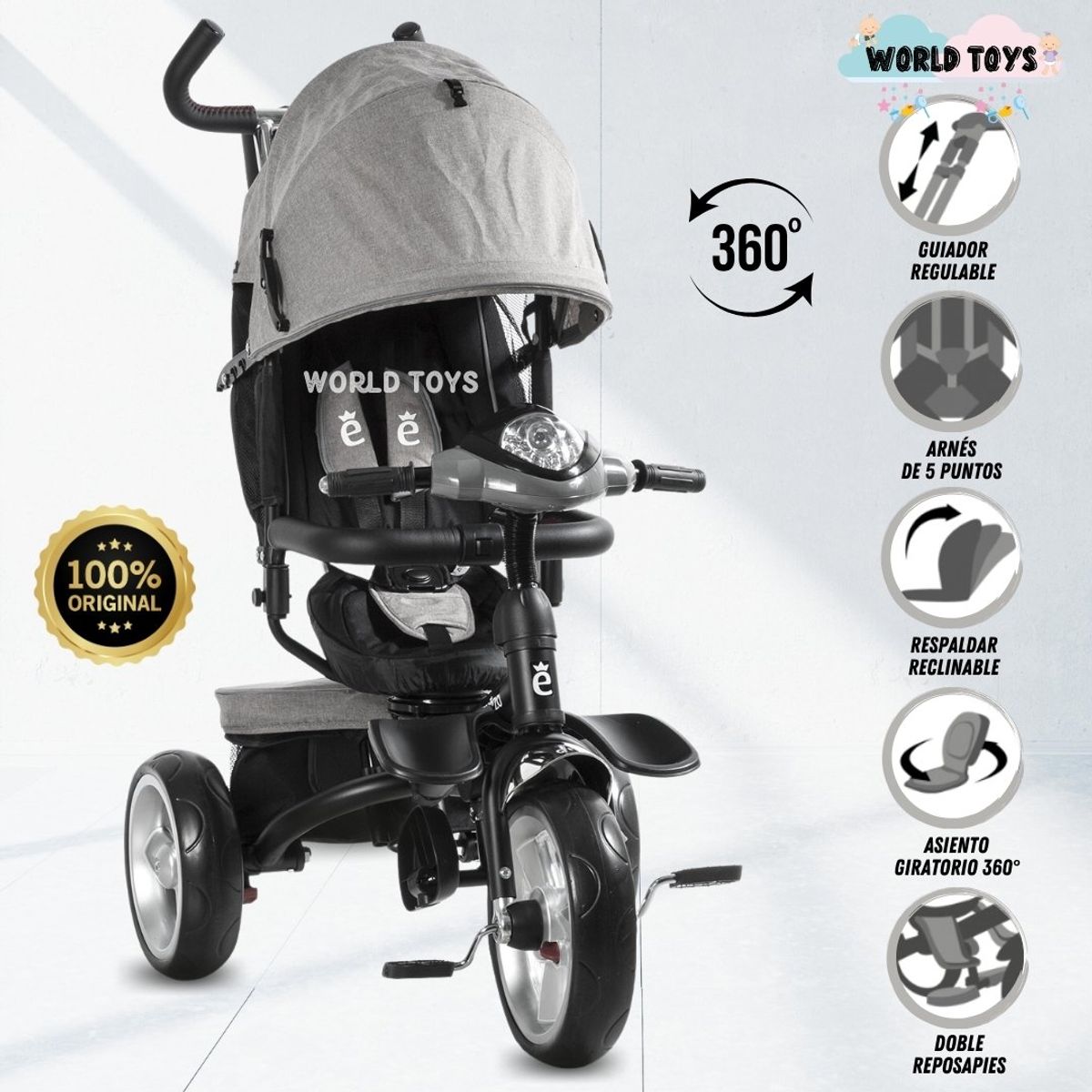 BABY - Triciclo Giratorio «LAHORE» Edición Limitada Gray