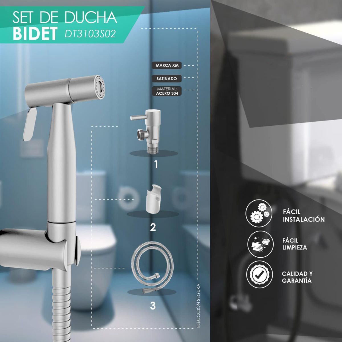 XM - LLAVE DE DUCHA BIDET SATINADO DT3103S02