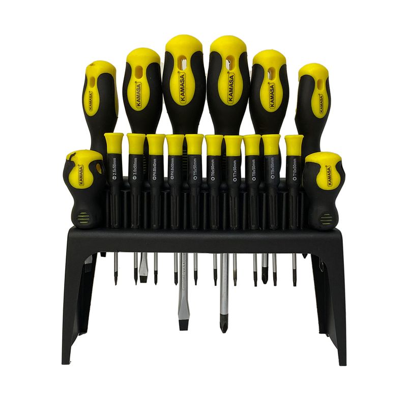 KAMASA - Juego De Desarmadores 18 Pzas goma CR-V Kamasa
