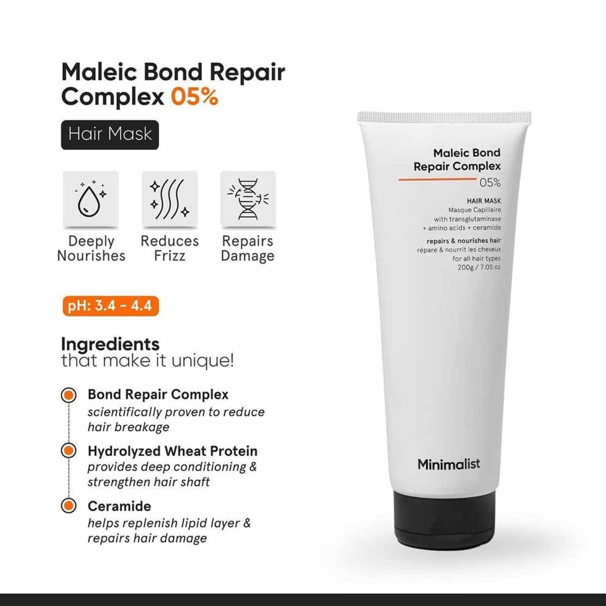 MINIMALIST - Máscara Cabello Maleic Repair Complex 0.5% 50 ml Minimalist