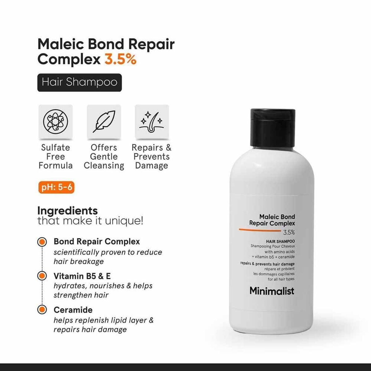 MINIMALIST - Shampoo Maleic Bond Repair Complex 3.5 200g Minimalist.-