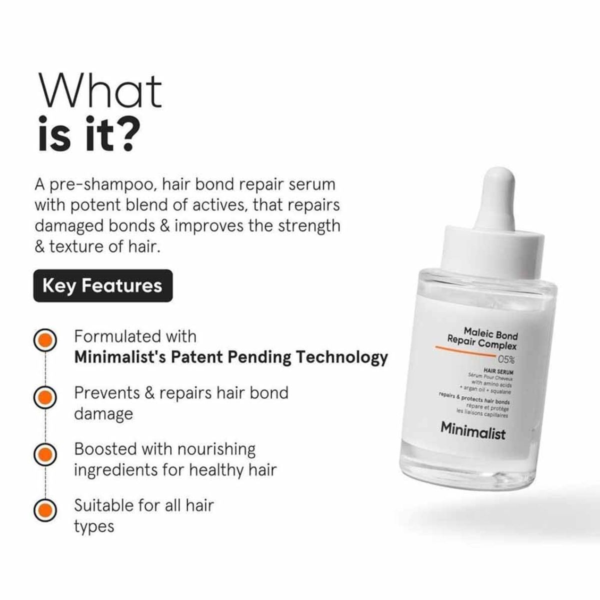 MINIMALIST - Serúm para pelo Maleic Repair Complex 0.5% 50 ml Minimalist