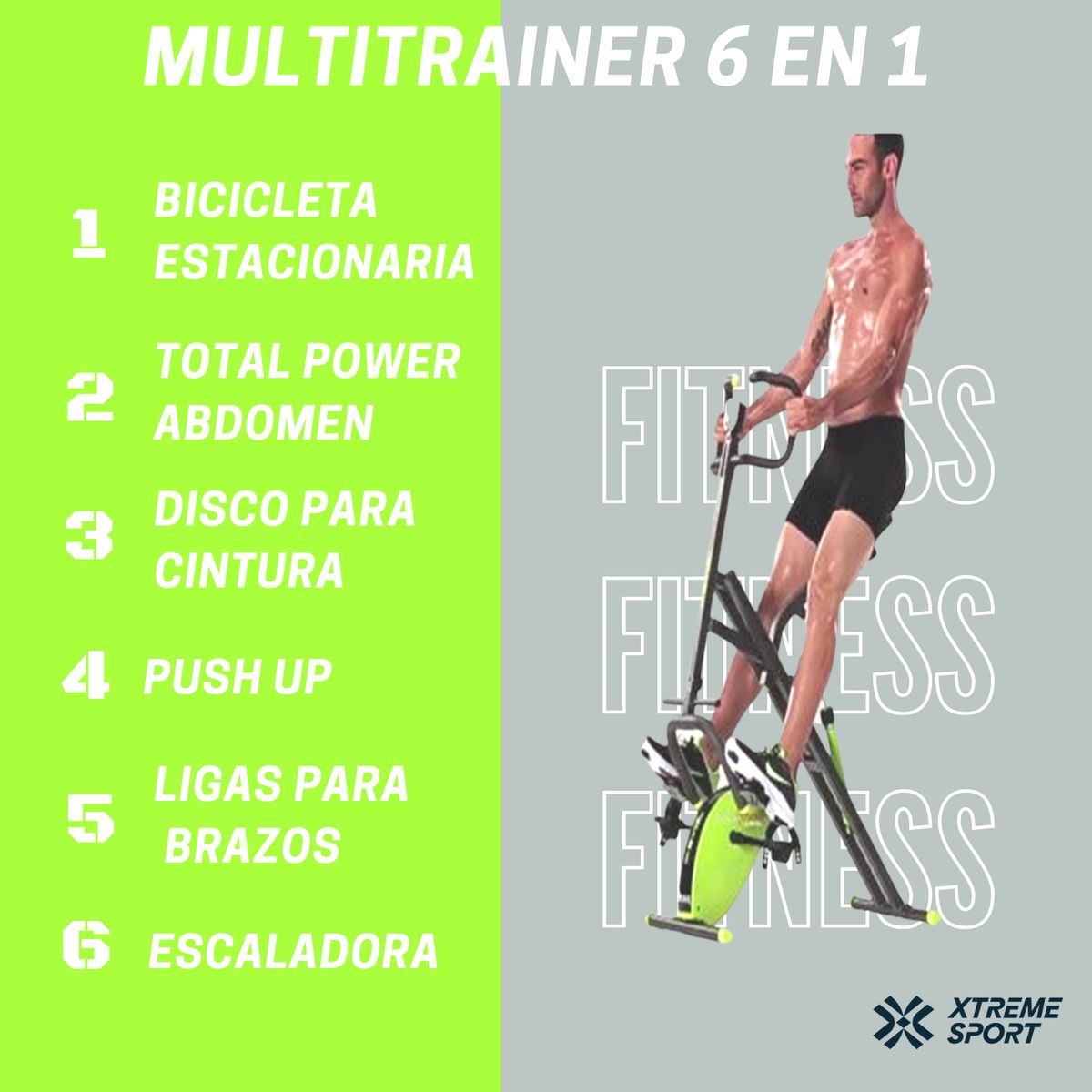 XTREME SPORT - Máquina Abdominal Revomax 6 en 1 con escaladora