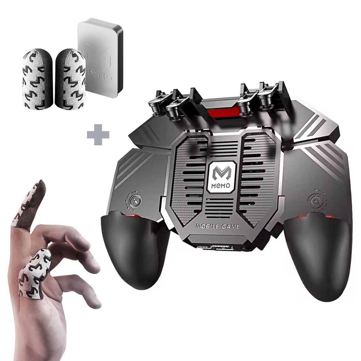 MEMO - Gamepad Gatillero Para Celular Memo 4 Gatillos + Guantes Memo Calidad