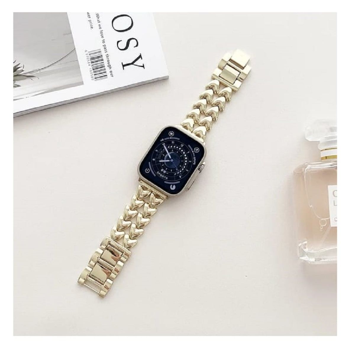 GENERICO - Pulsera para Apple Watch de metal Star Lai doble corazon 42-44-45-49mm