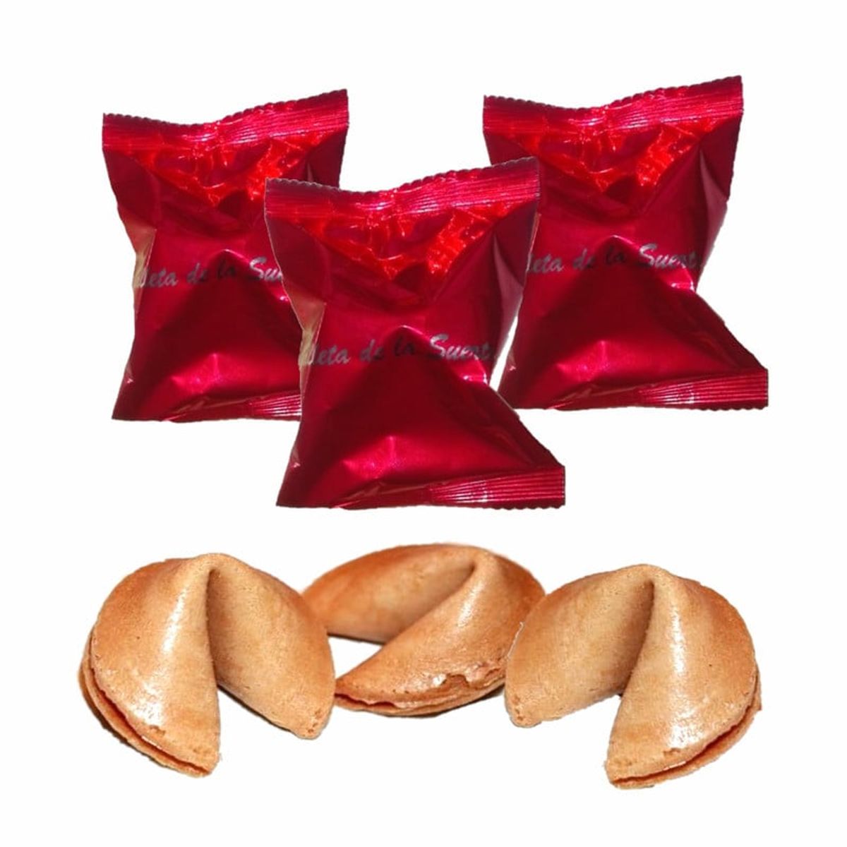 GENERICO - Galleta De La Suerte 3u Obleas Frases Fortuna Rojo