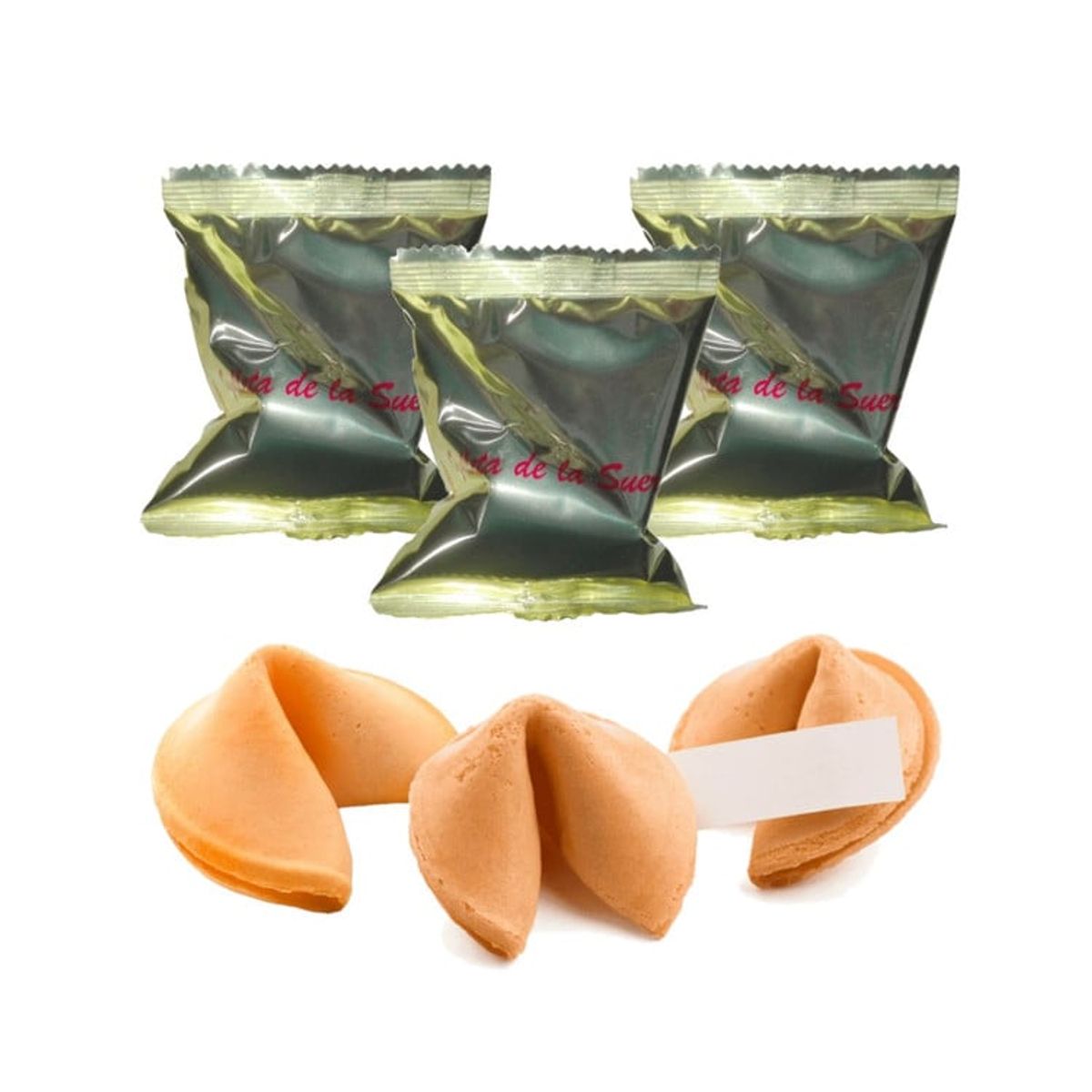 GENERICO - Galleta De La Suerte 3u Obleas Frases Fortuna Dorado