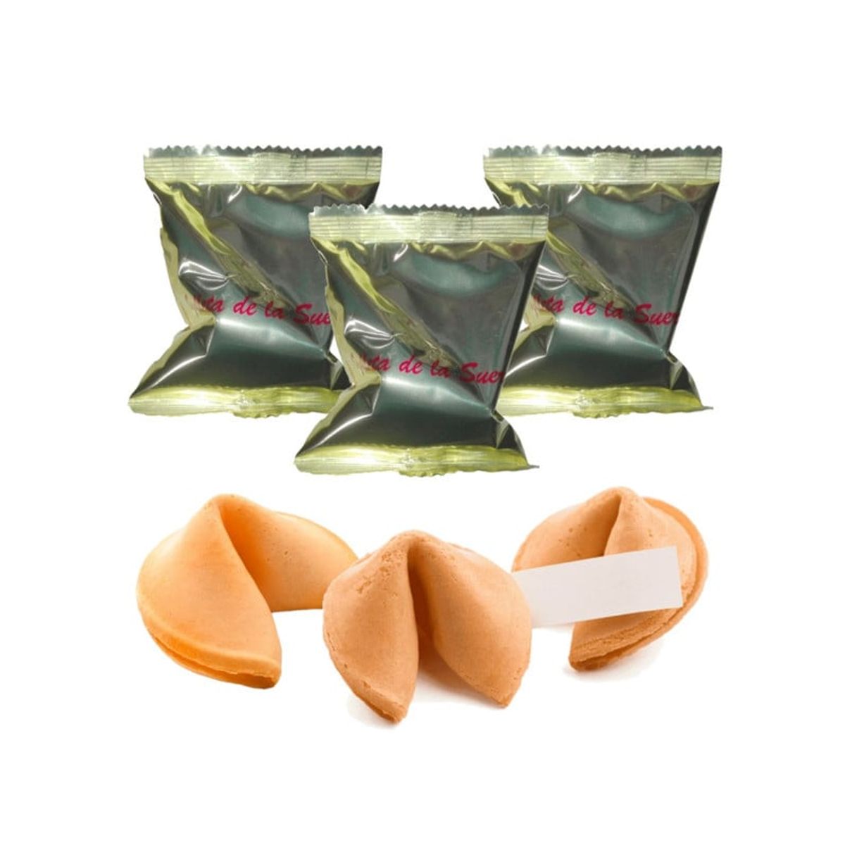 GENERICO - Galleta De La Suerte 3u Obleas Frases Fortuna Dorado