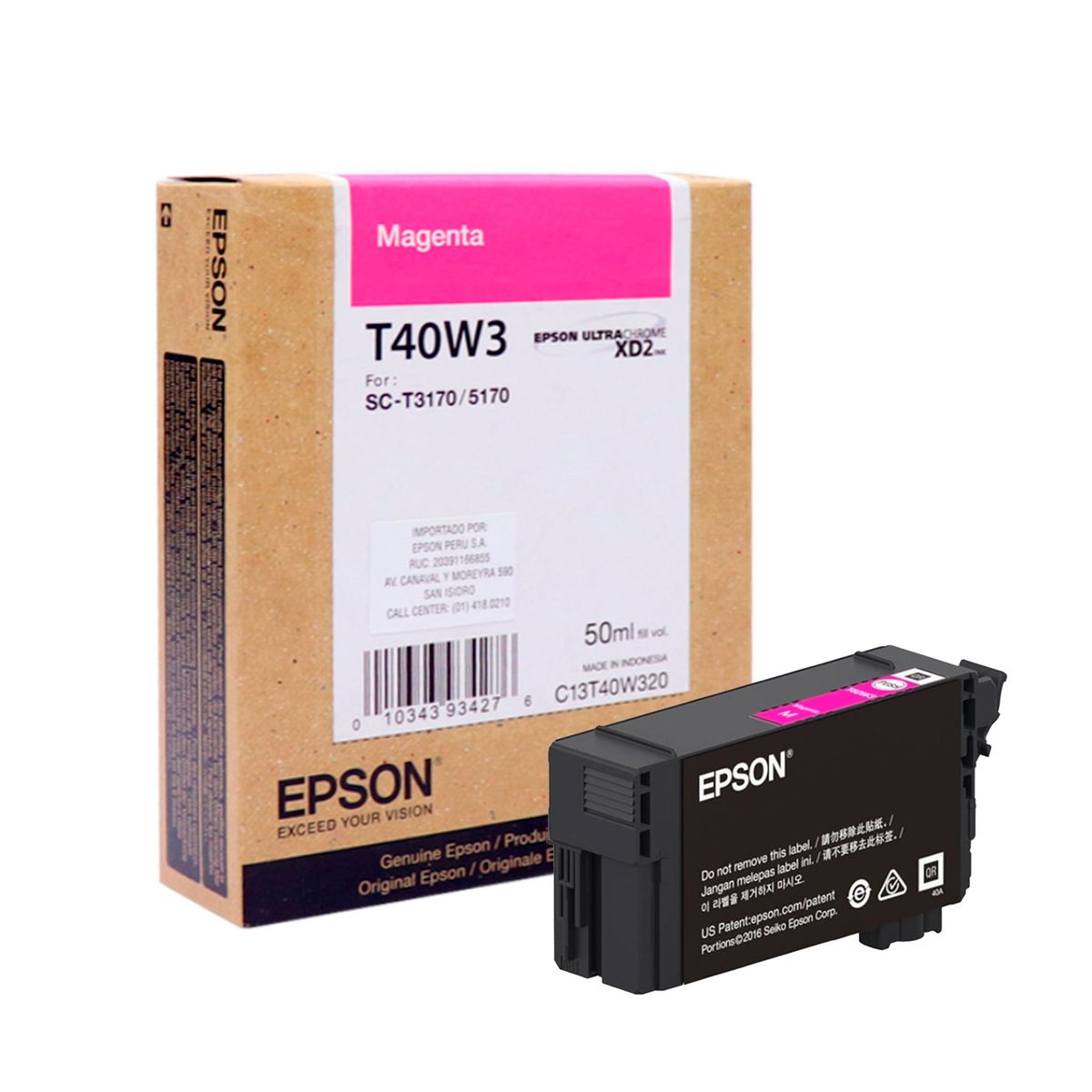 EPSON - CARTUCHO EPSON T40W320 MAGENTA 50 ML SURECOLOR T3170/3170 P/N: T40W320