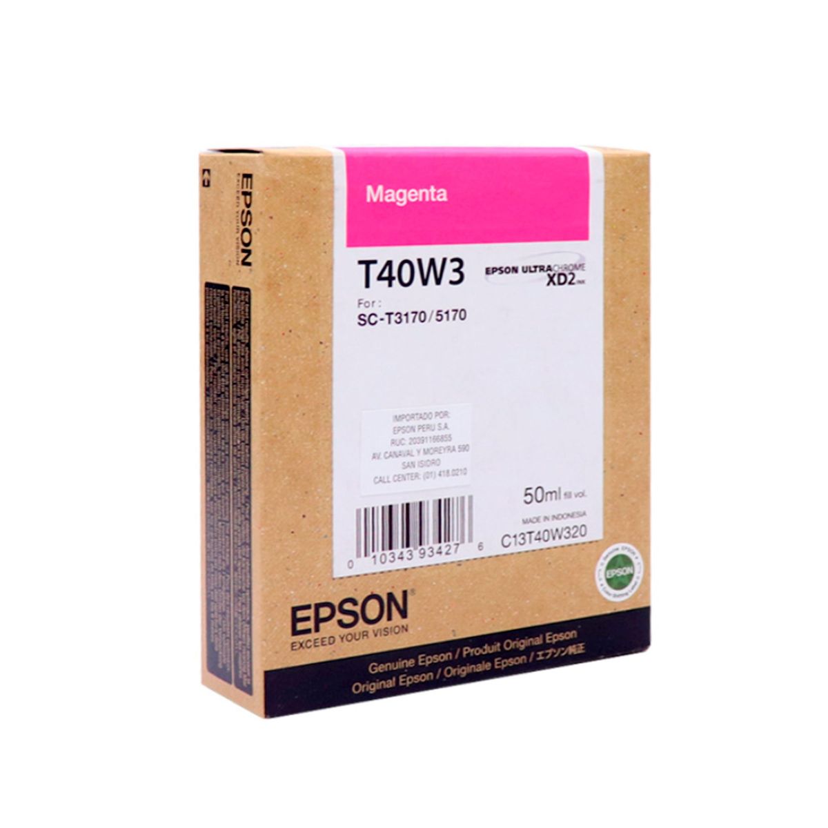 EPSON - CARTUCHO EPSON T40W320 MAGENTA 50 ML SURECOLOR T3170/3170 P/N: T40W320