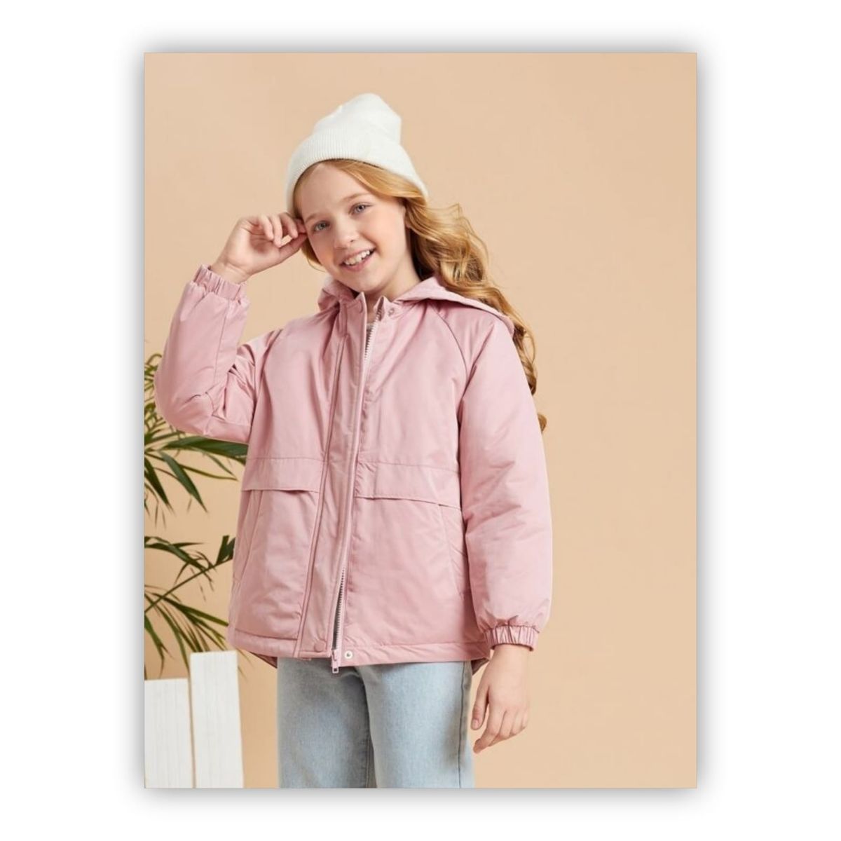 TAIS PRINCESS - Abrigo oblicuo rosa con capucha niñas