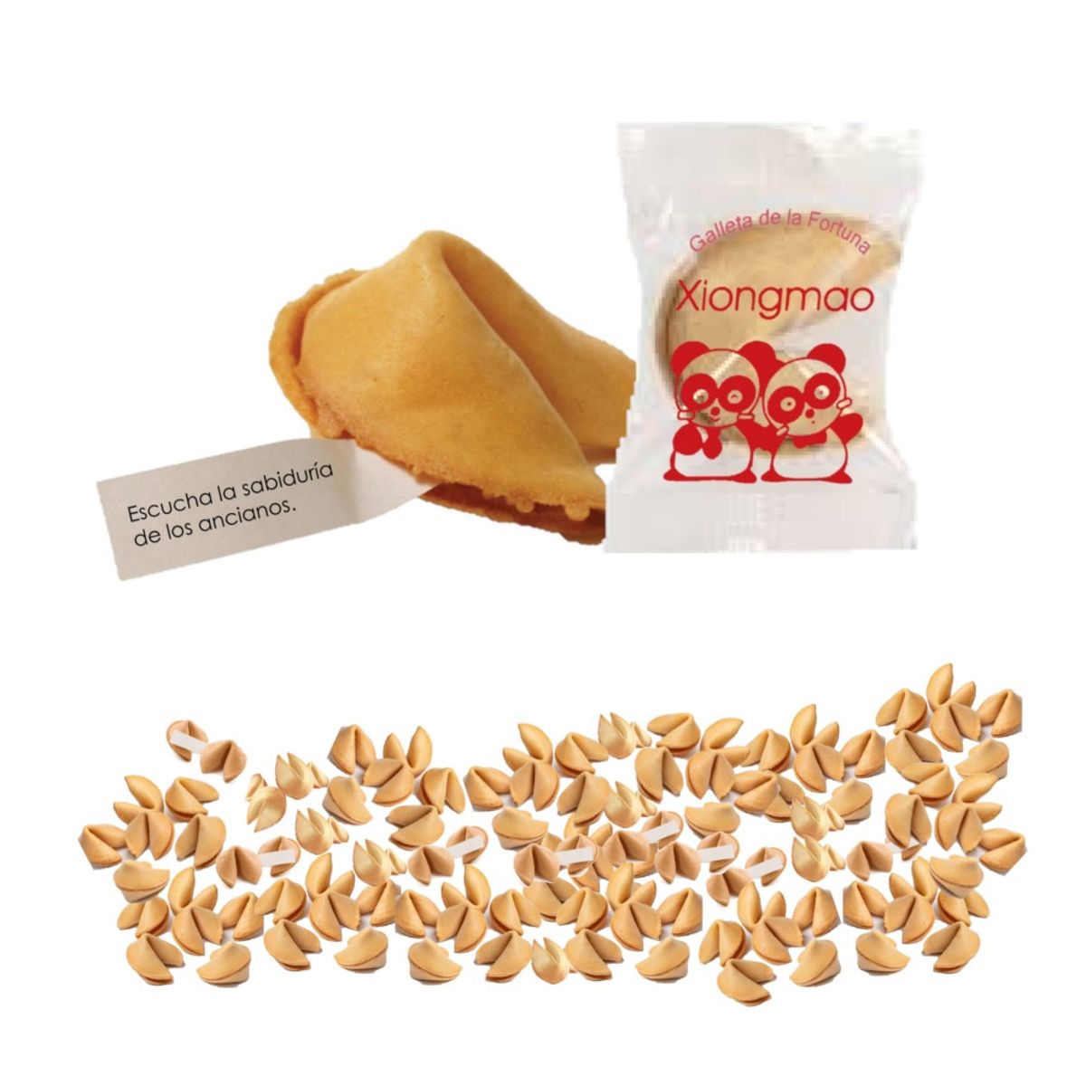 GENERICO - Galleta De La Suerte 100u Obleas Fortuna Clasico Xiong Mao