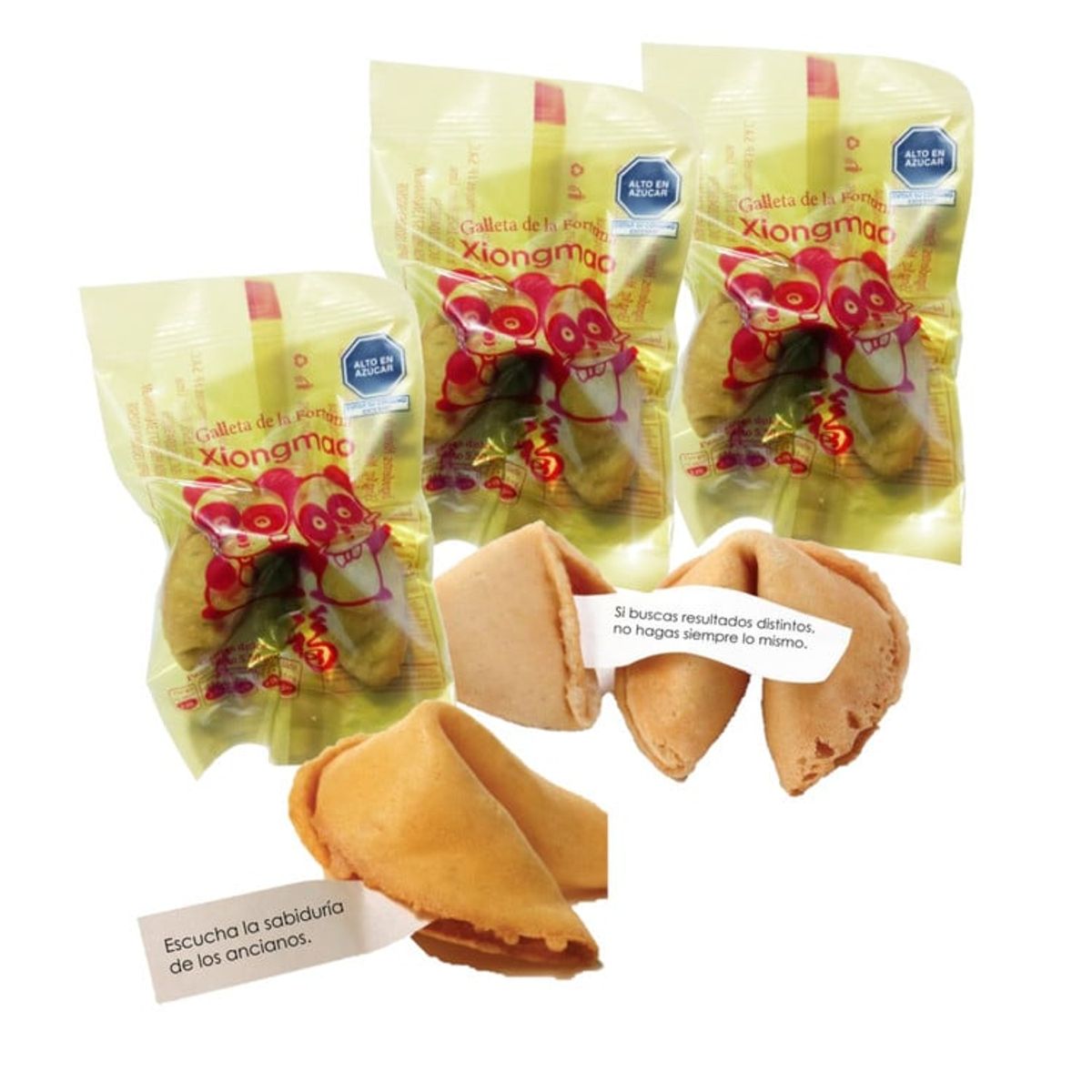 GENERICO - Galleta De La Suerte 3u Obleas Frase Fortuna Lucky Xiong Mao